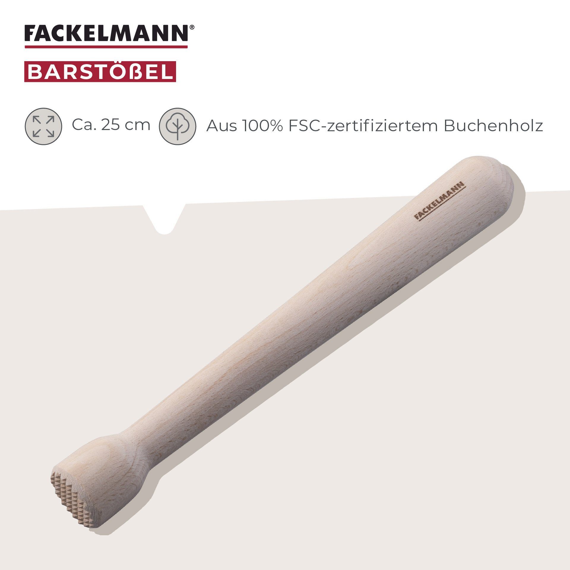 FACKELMANN Stößel Barstößel – Cocktail, Limettenquetscher, Zitronenpresse