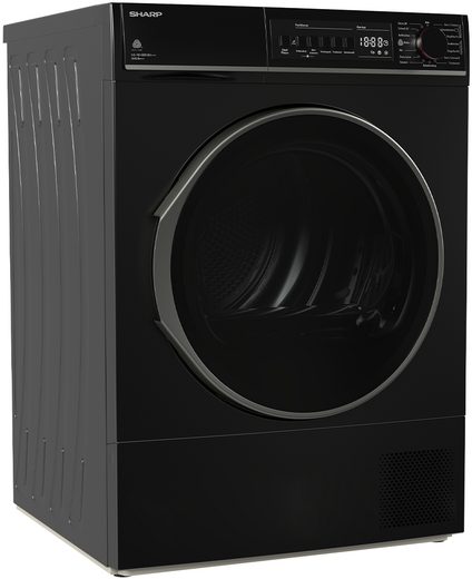 SHARP Wärmepumpentrockner KD-ROHB8GBA+++-DE, 8 kg, Trommelbeleuchtung, 15 Programme Schwarz