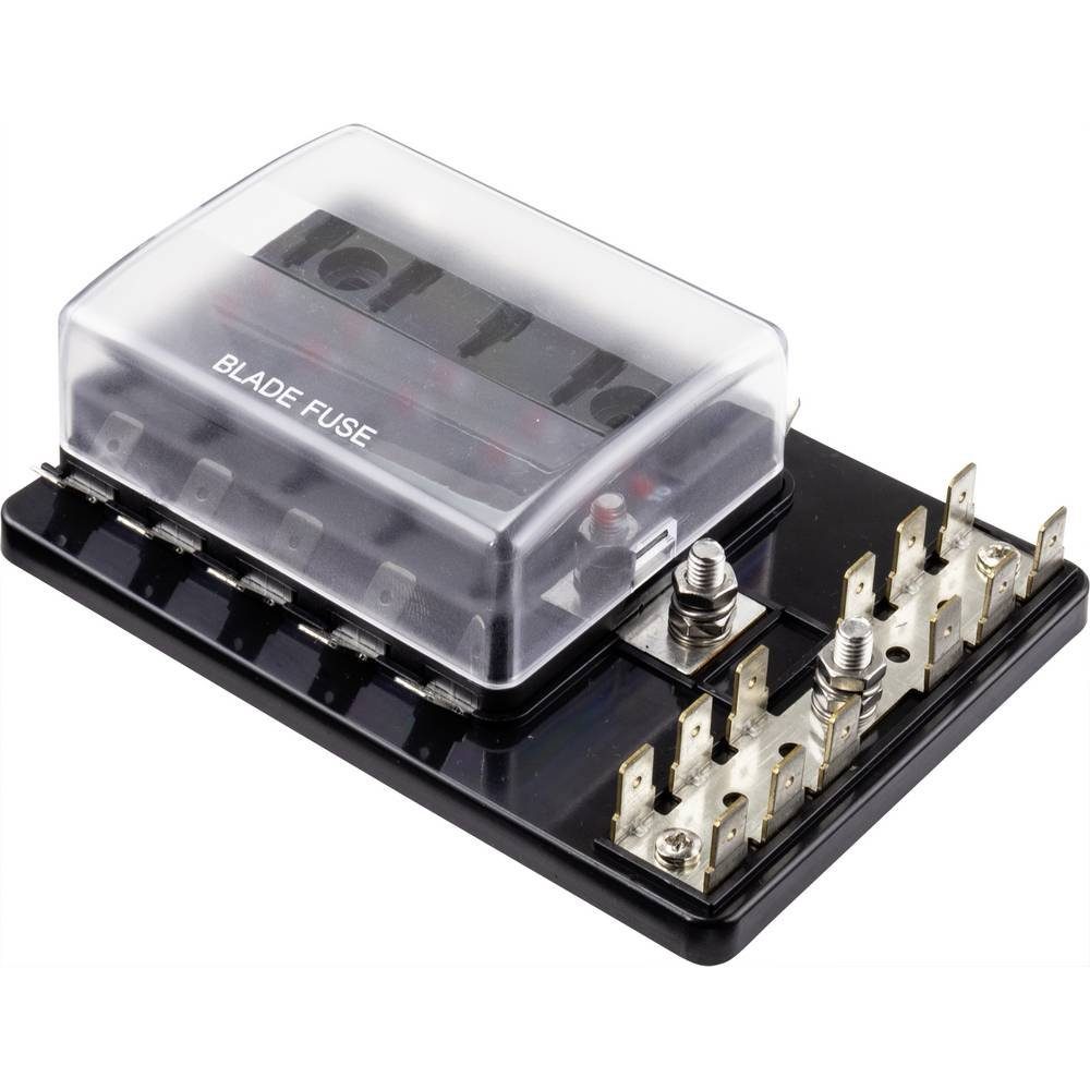 TRU COMPONENTS Sicherungshalter Flachsicherungs-Halter für 10 Sicherungen mit LED-Anzeige TC-9070604, mit Statusanzeige