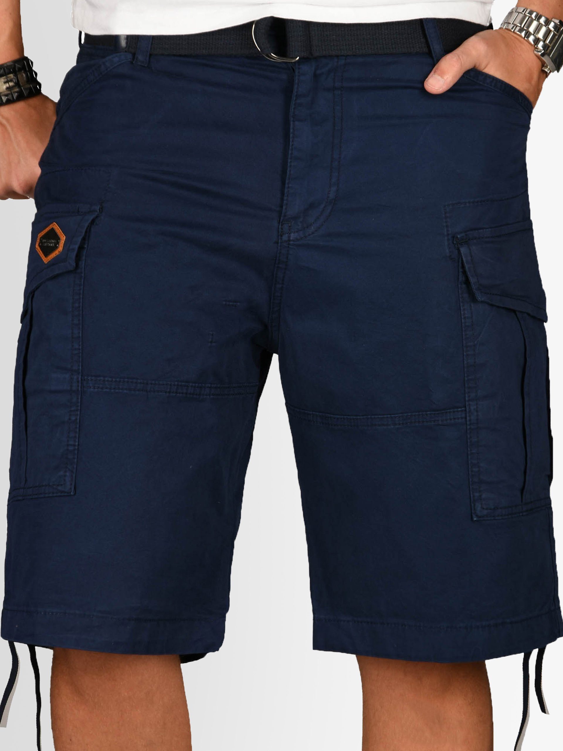 passendem Alessandro Cargoshorts inklusive Gürtel Navy ASLeon Salvarini