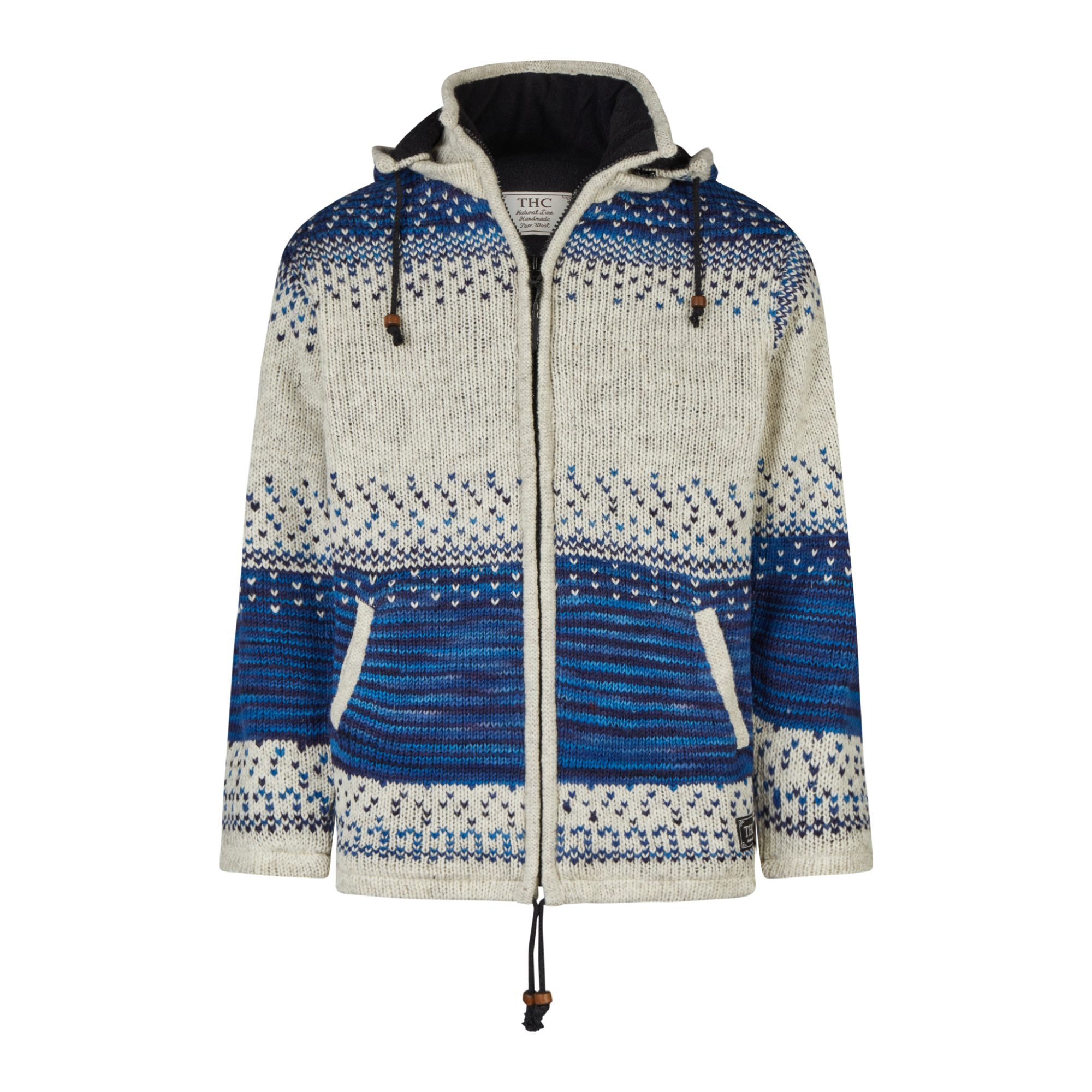 THC Natural Line THC Schafwollstrickjacke Baumwollfutter 861 (1 Stück, 1-tlg., 1 Stück) abnehmbare Kapuze