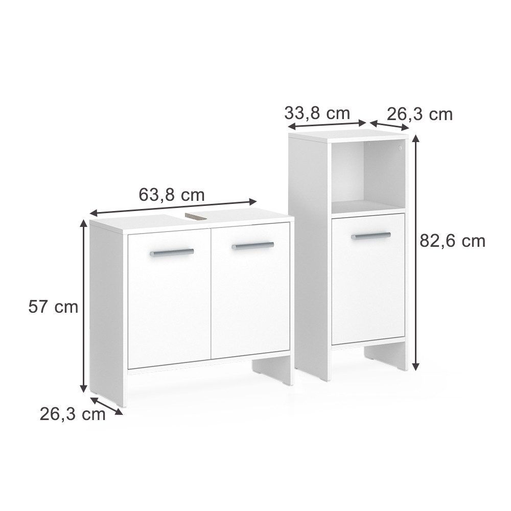Vicco Badmöbel-Set Karli, Weiß, 2 Teile, günstig online kaufen