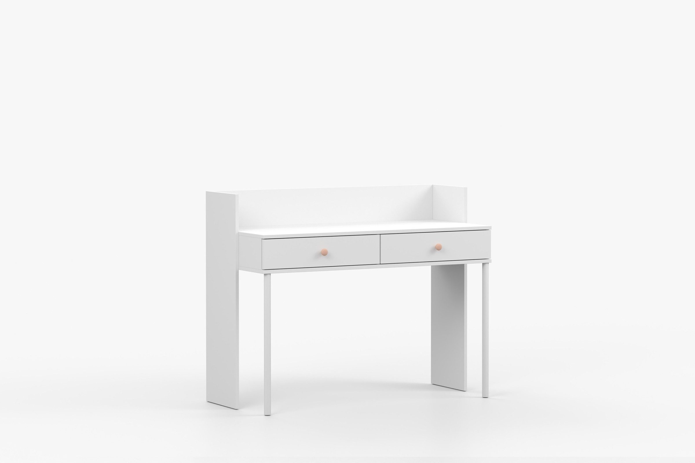 Deine Möbel 24 Schminktisch OSCAR Schreibtisch 120 cm breit mit 2 Schubladen (Set, 2-St., ganz in Weiß / Cashmere, Griffe: Rosa / Anthrazit OSCAR-Kollektion), Kinderzimmer Jugendzimmer Jungenzimmer Mädchenzimmer