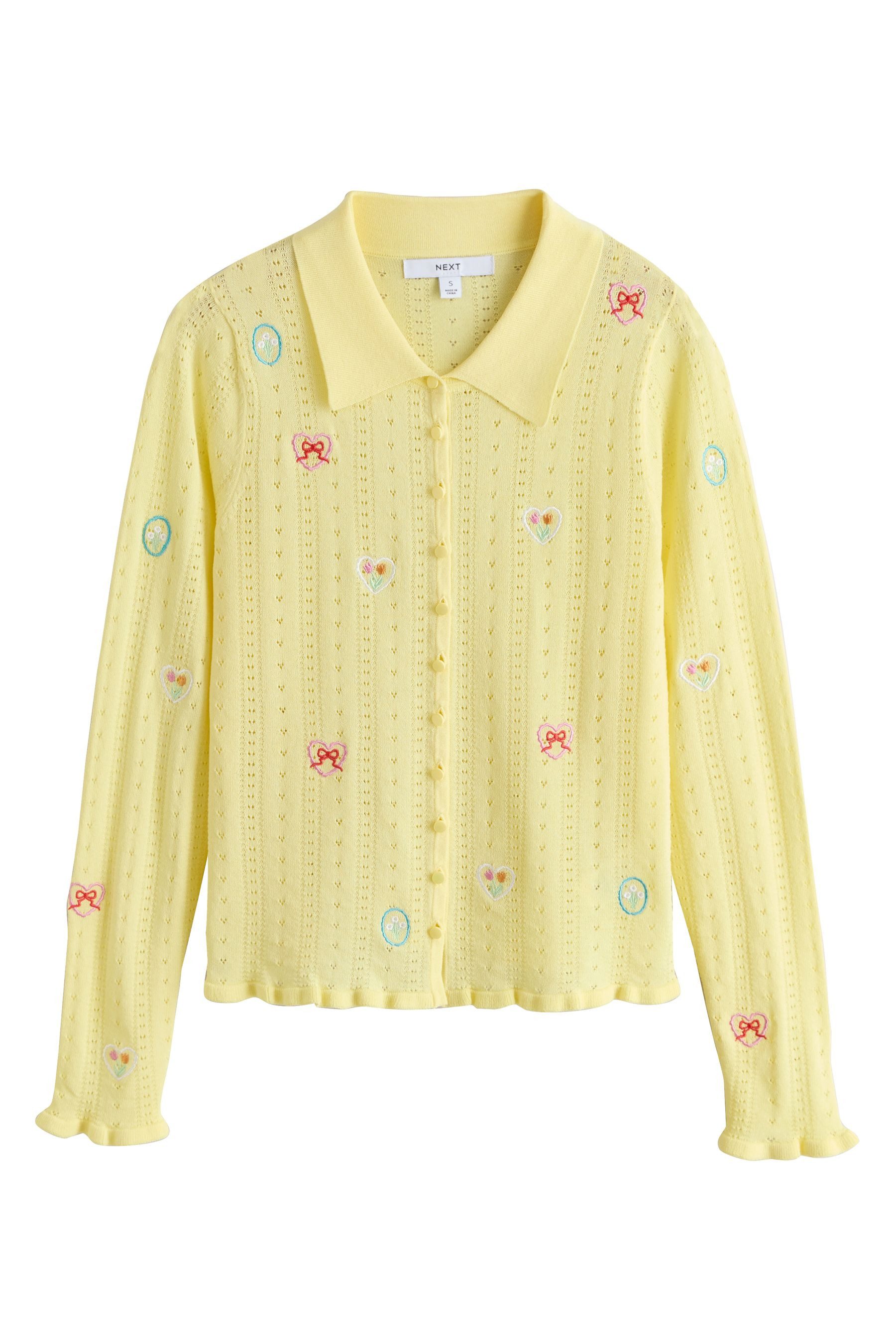 Next Strickjacke Langärmeliges Hemd aus Strick mit Pointelledesign (1-tlg)