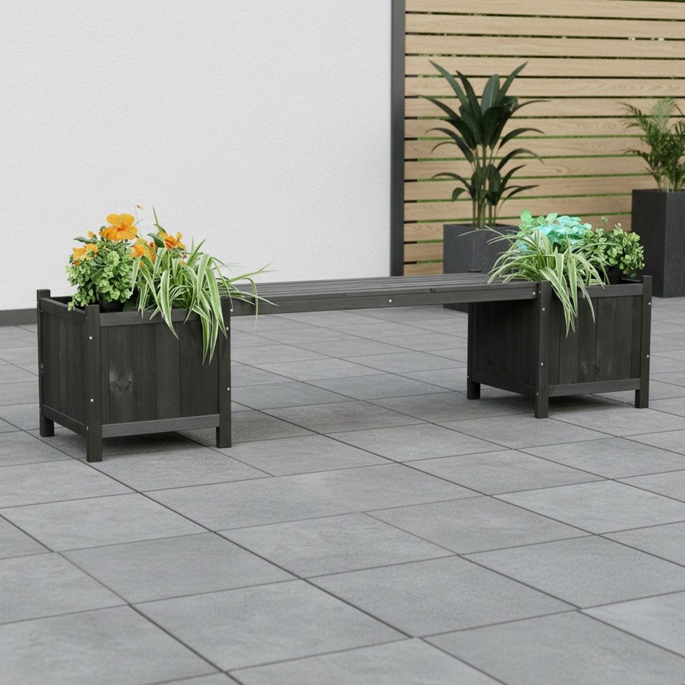 Mucola Gartenbank Gartenbank mit 2 Blumenkästen Garten Bank 2in1 Blumenkasten Holzbank (Stück, 1-St., Blumenkasten), Imprägniert