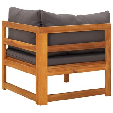 vidaXL Loungesofa Ecksofa mit Dunkelgrauen Kissen Massivholz Akazie, 1 Teile