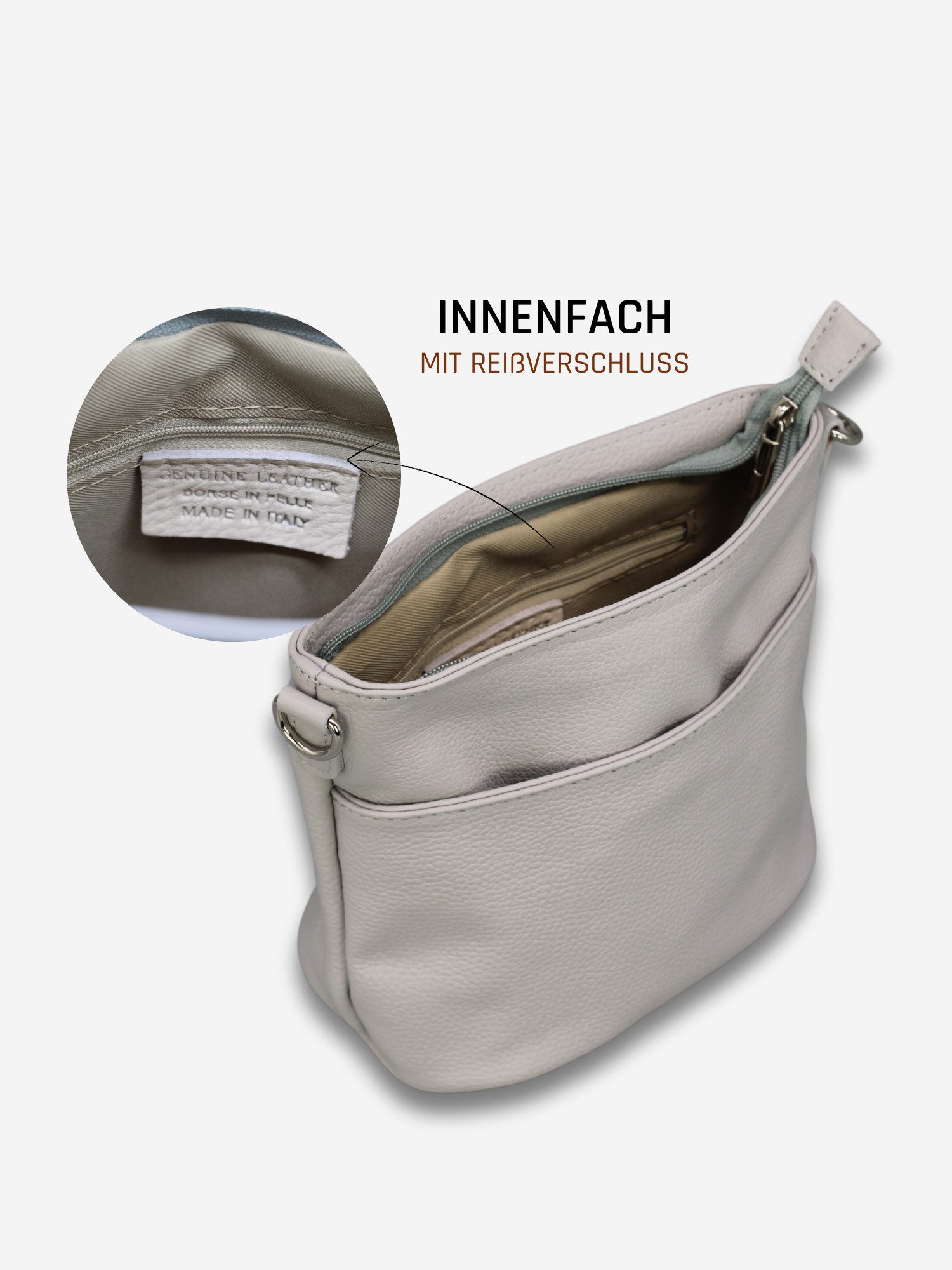 Adel Bags Schultertasche LINA Umhängetasche für Damen, Schultertasche Echtleder Gürteltasche