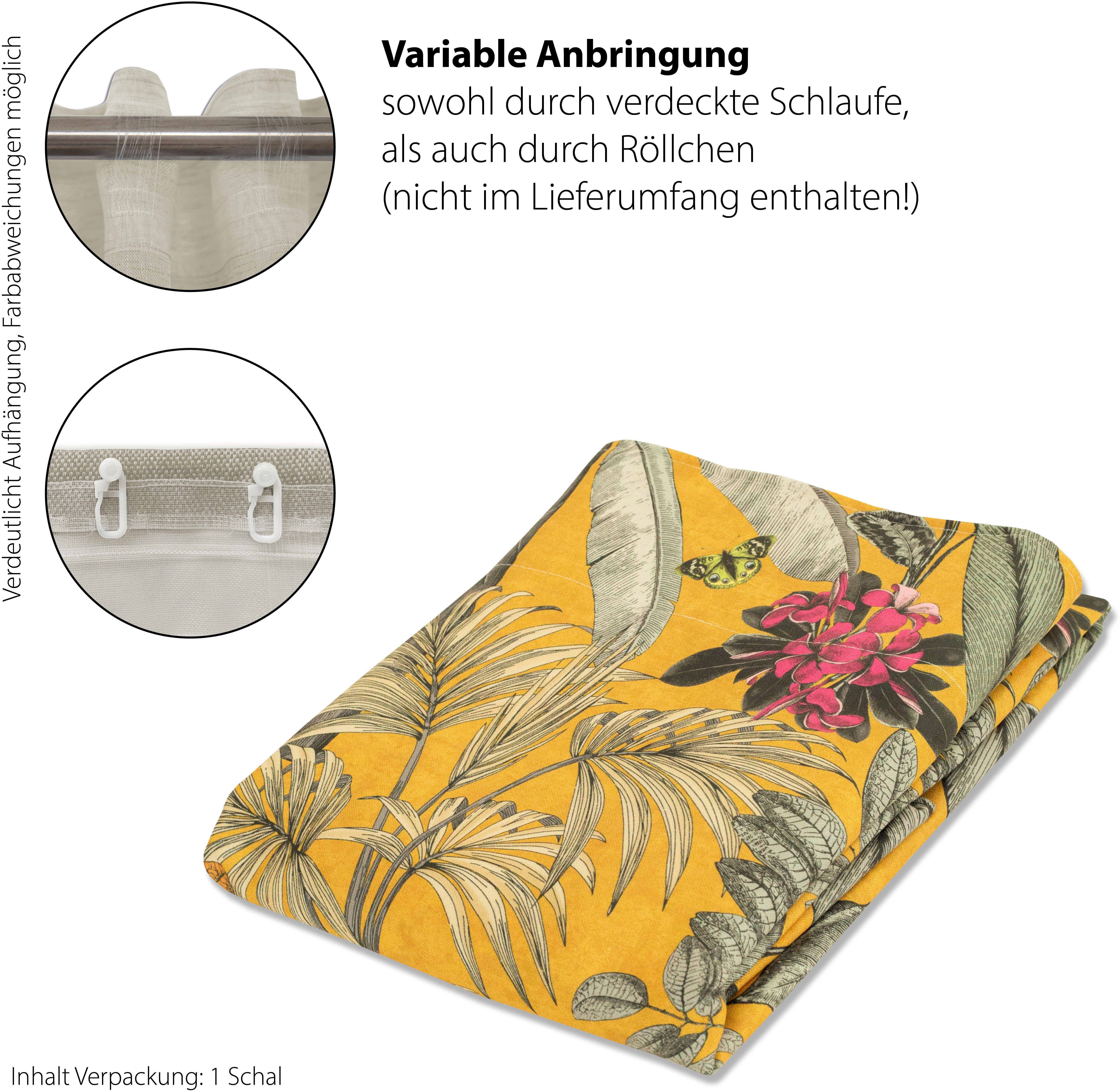 blickdicht, Blumen, floral, Jacquard, verdeckte Kelani, Wohnzimmer, St), HOMING, Schlafzimmer safran Schlaufen Vorhang blickdicht, (1