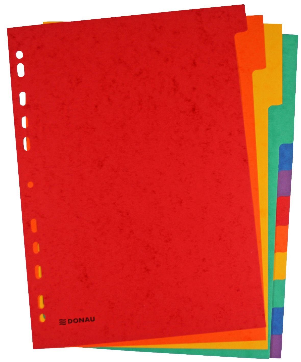 DONAU Aktenordner Register - blanko, Karton, A4, 12 Blatt, 6-farbig