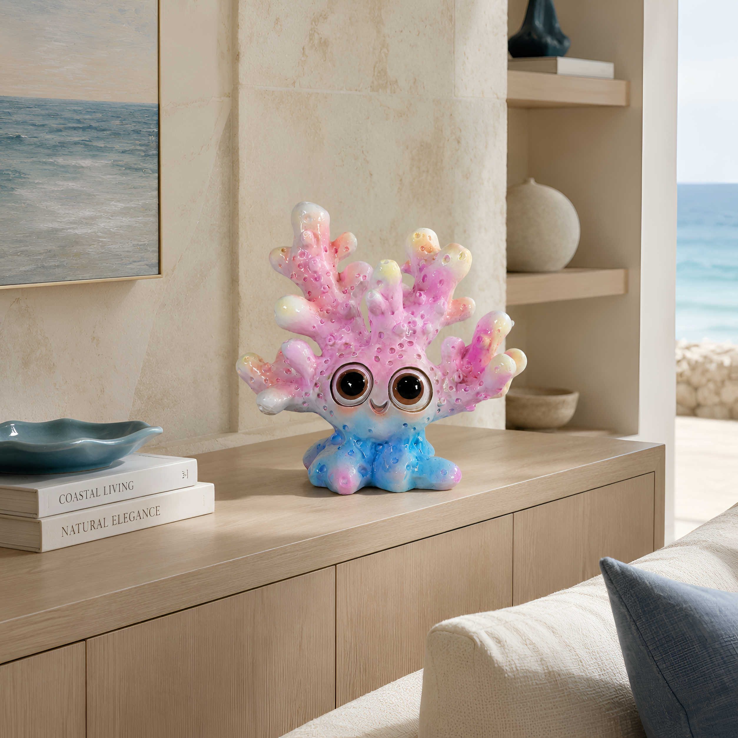 colourliving Tierfigur Moderne Korallen-Figur glänzend – in Blau-Rosa & Orange (3 Größen) (1 St), »Koralle« aus der colourliving GlossiBande