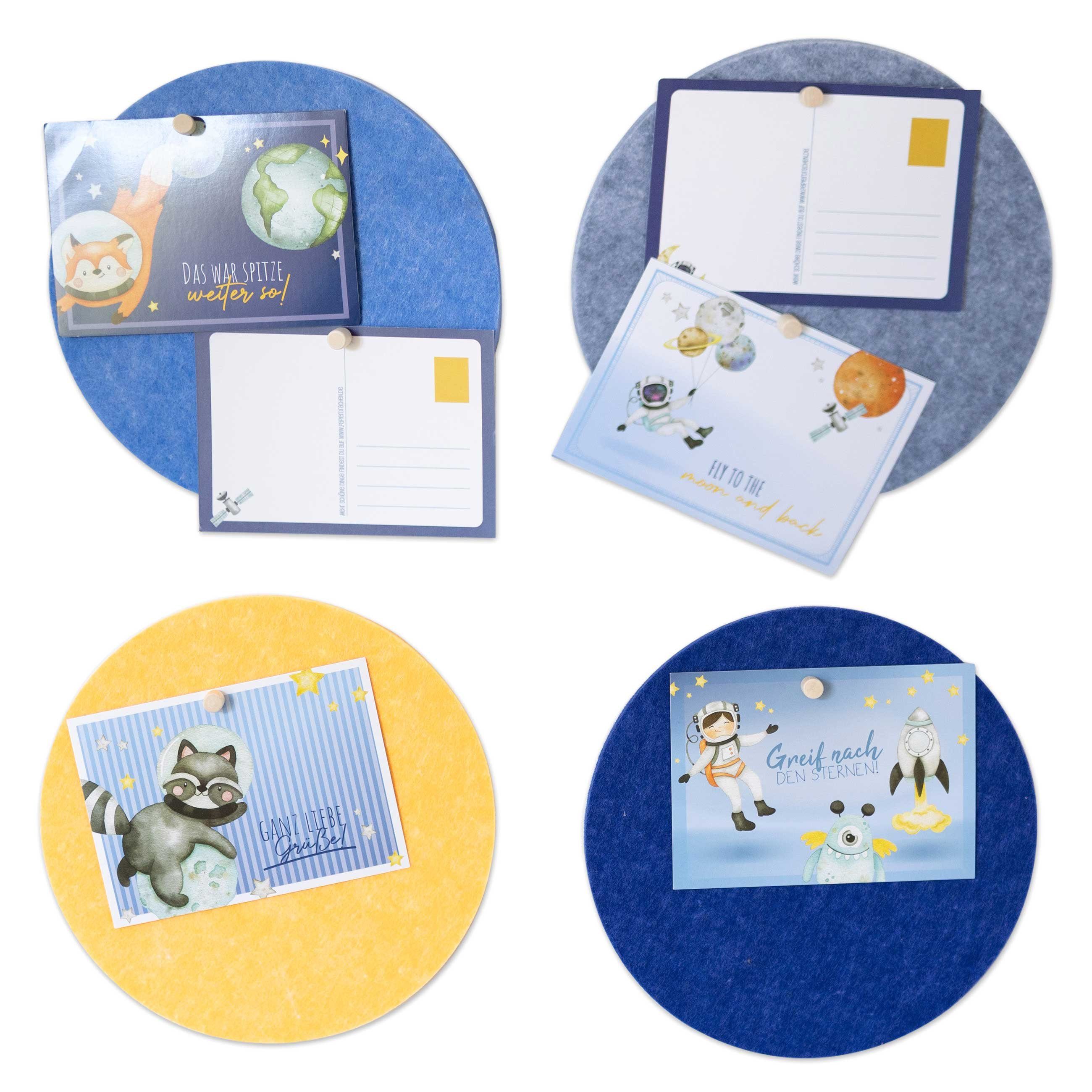 PAPIERDRACHEN Poster 4 Pinnwand Tafeln mit 6 Postkarten - für Kinder und Erwachsene, Astronauten - Set 4, für das Kinderzimmer, Wohnzimmer, Arbeitszimmer