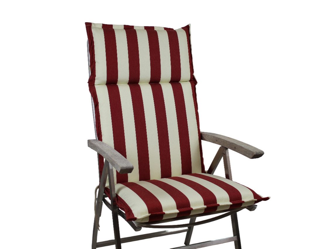 Rübeling Hochlehnerauflage Streifen Rot / Ecru, Reißverschluss-Kissen