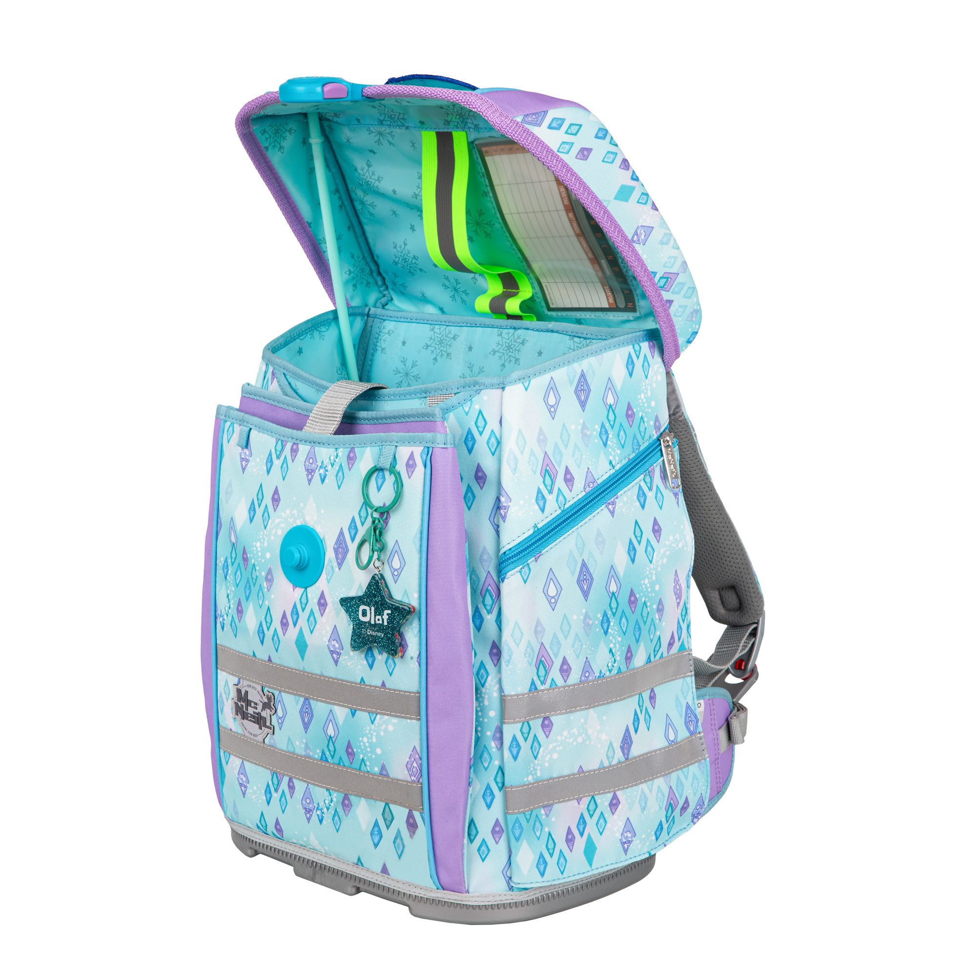 McNeill Schulranzen Perfecto Frozen 5tlg. Disney Schulranzen ergonomisch ClickFlex (Spar-Set, Federmappen befüllt, Schlampermappe, Sportbeutel, Magnet & Anhänger), ClickFlex Rückensystem, mitwachsend, ergonomisch