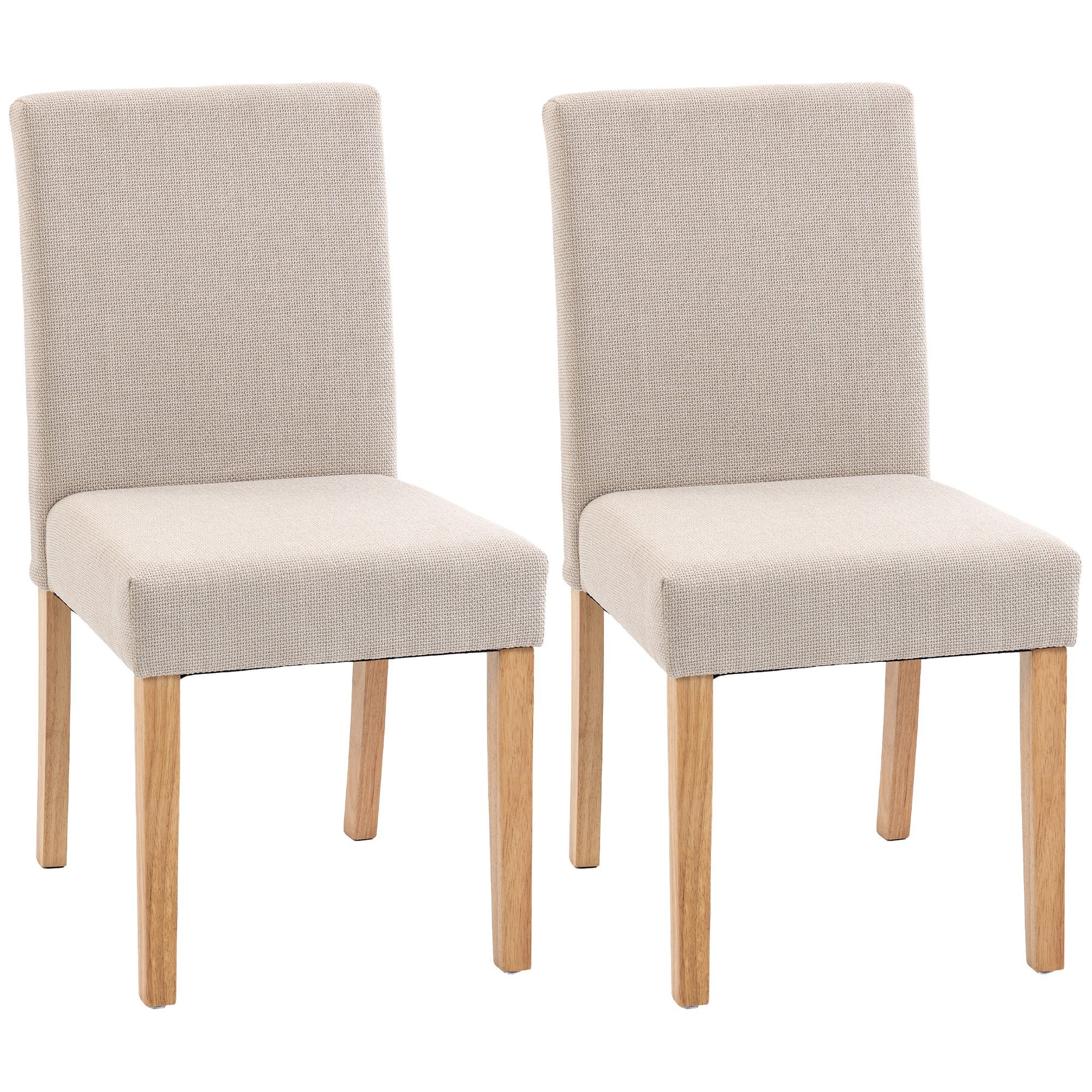 HOMCOM Esszimmerstuhl Küchenstuhl mit Rückenlehne, Leinenoptik, Moderner Polsterstuhl (Essstuhl, 2 St), für Esstisch, Wohnzimmer, Esszimmer, Beige – Bild 2 von 5