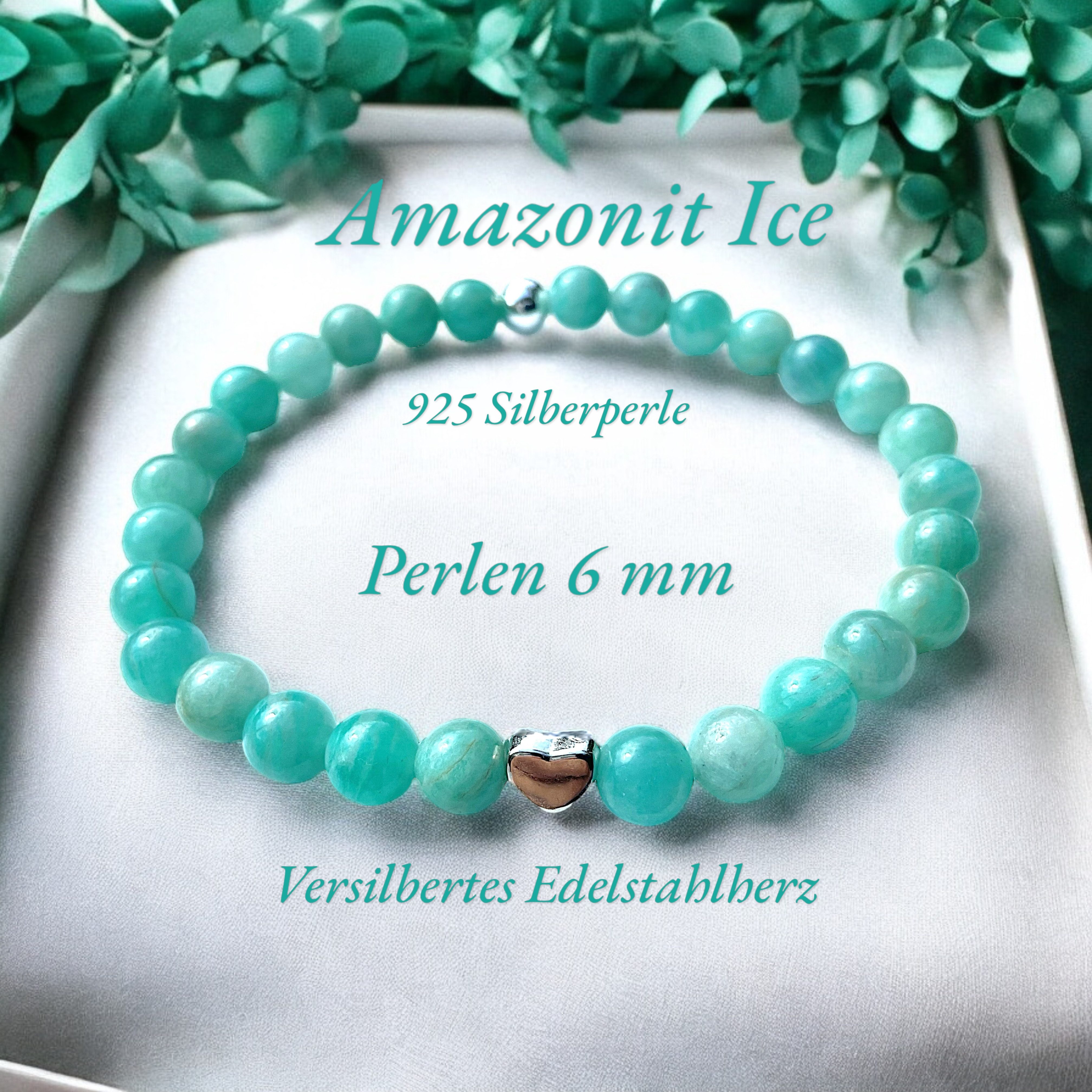 Steinfixx® Perlenarmband Amazonit "Ice" mit 925 günstig online kaufen