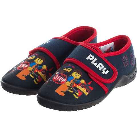 LEGO® Lego® Movie Hausschuhe Navy-Rot Play never Stop Jungen + Mädchen Schuhe Slipper Pantoffeln Kinderschuhe rutschfeste Sohle Gr.25 26 27 28 29 30 Hausschuh