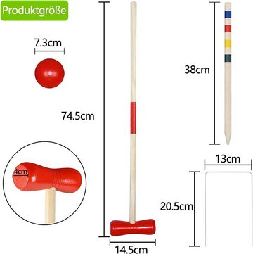 AUFUN Spielzeug-Gartenset Krocket-Set Spiel Garten Krocket-Set aus Holz, für 4 Spieler