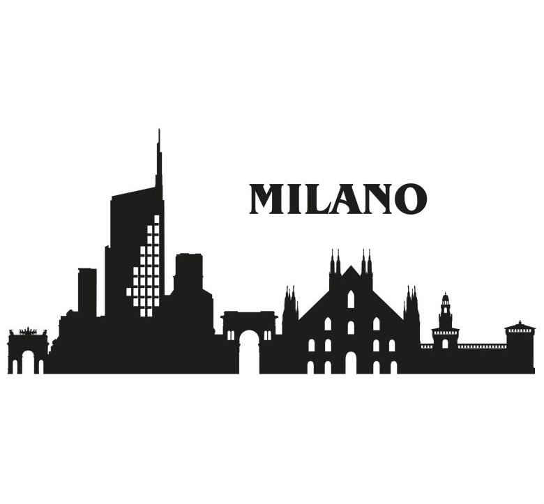 Wall-Art Wandtattoo XXL Stadt Skyline Milano 120cm (1 St), selbstklebend, entfernbar