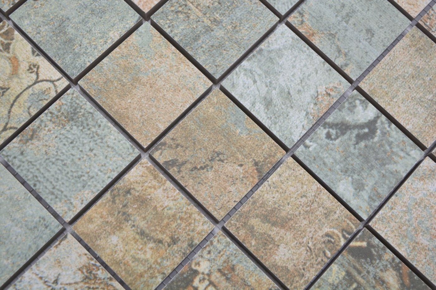 Thumbnail - Mosani Mosaikfliesen FeinNatursteinzeug Mosaik beige braun grün matt / 10 Matten