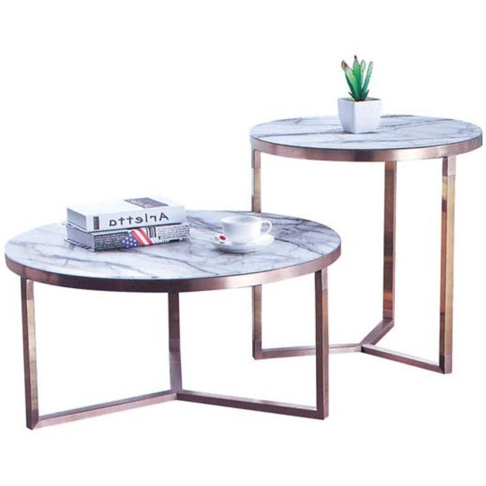 Xlmoebel Beistelltisch Runder Couchtisch aus Metall und Glas im Designer-Look, Made in Europa