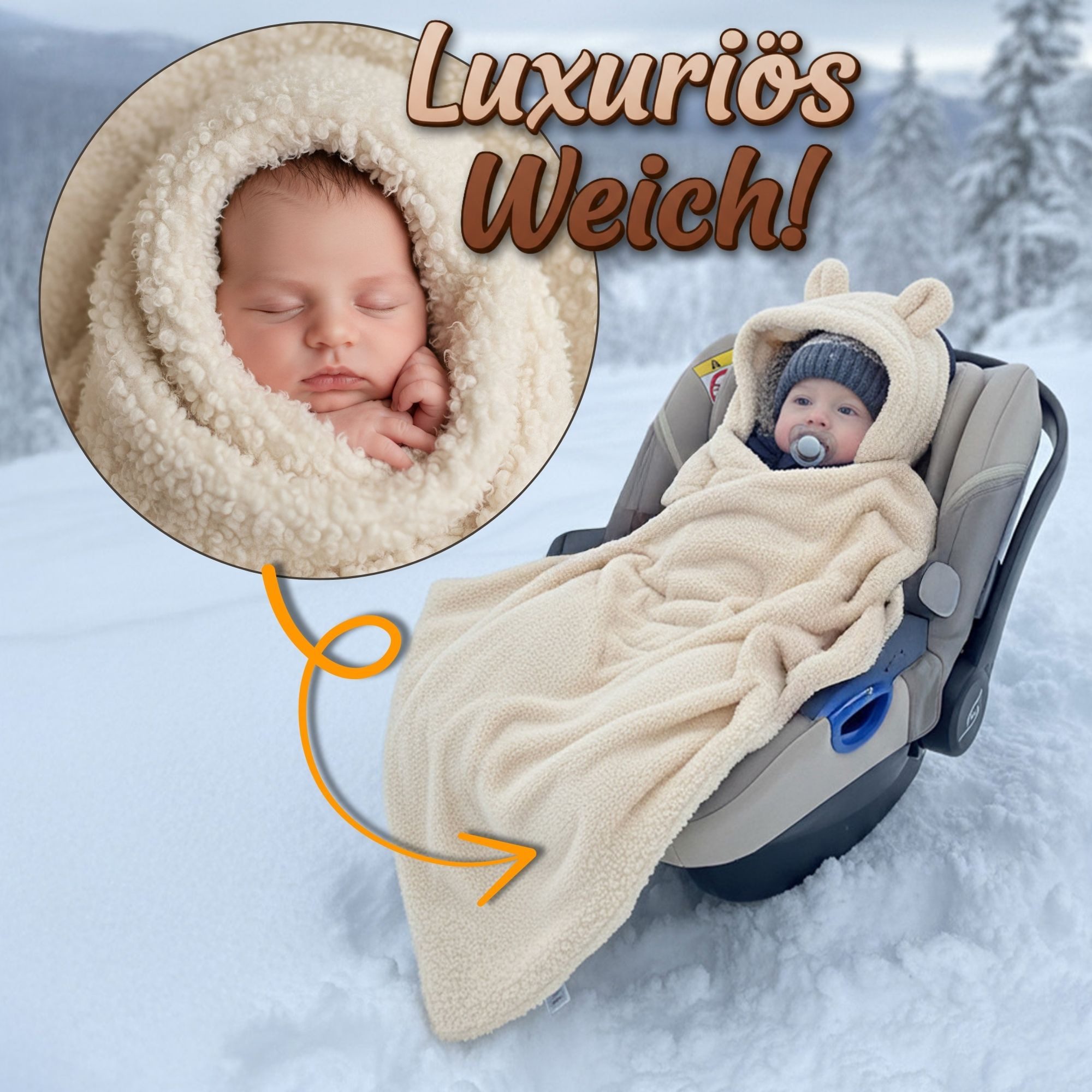 Einschlagdecke Babyschale Bouclé Winter Fußsack Neugeborene Winterschlafsack Blanket, Totsy Baby