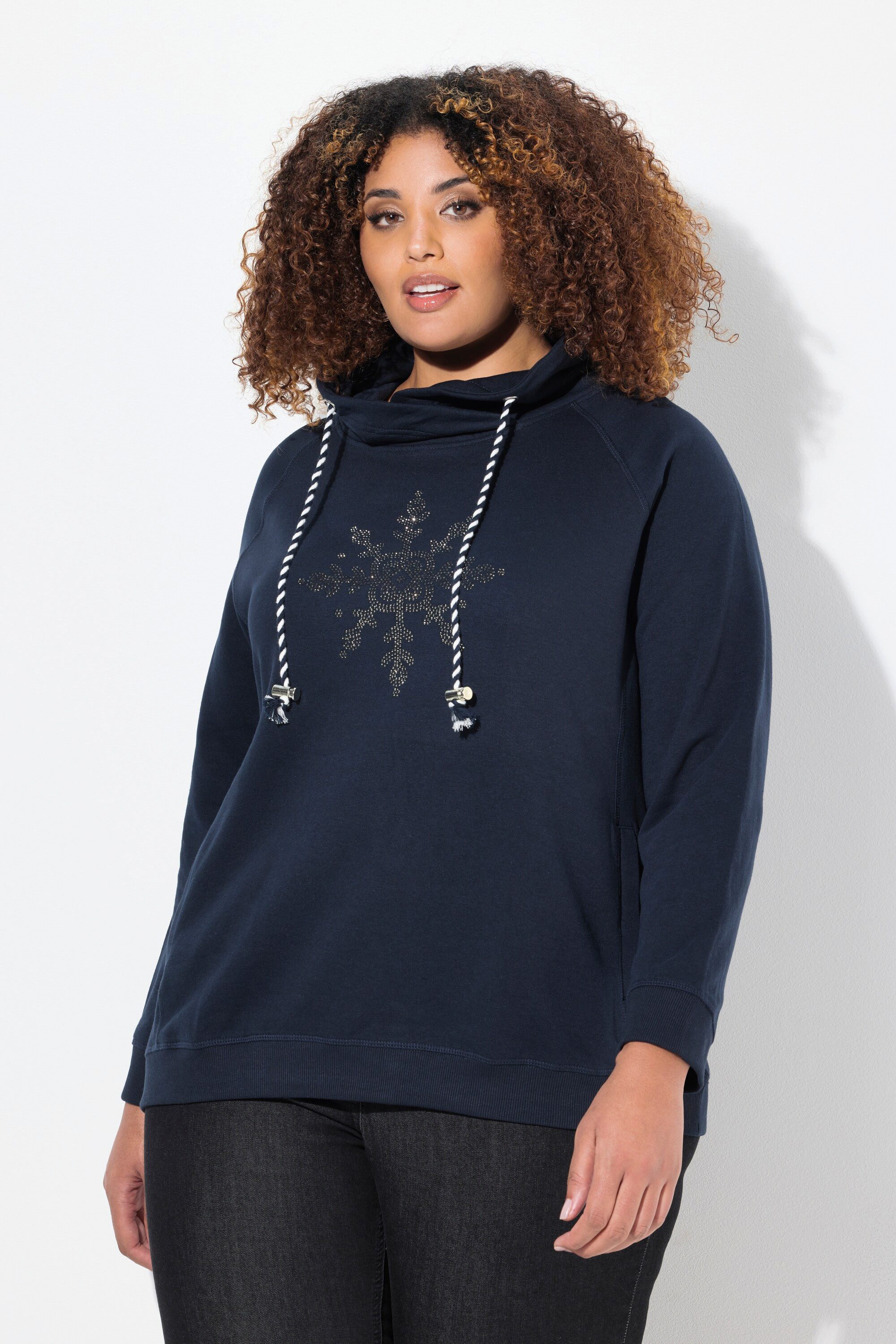 Ulla Popken Sweatshirt Sweatshirt Eisstern Stehkragen Taschen Langarm