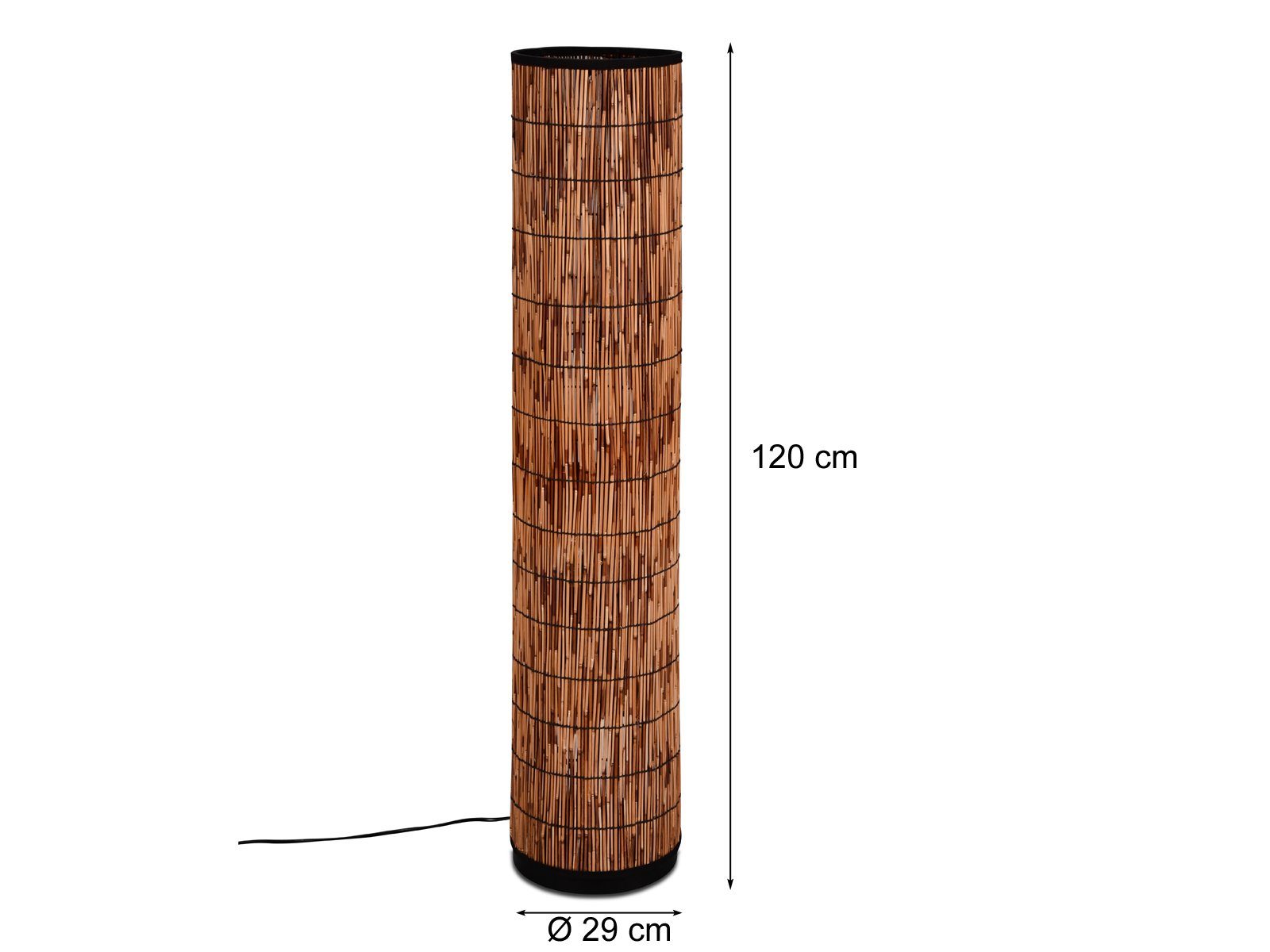 meineWunschleuchte Stehlampe Lichtsäule aus Rattan, Höhe 120cm, ohne Leuchtmittel, kleine Stehleuchte Säule, indirekte Beleuchtung Wohnzimmer Ecke – Bild 4 von 5