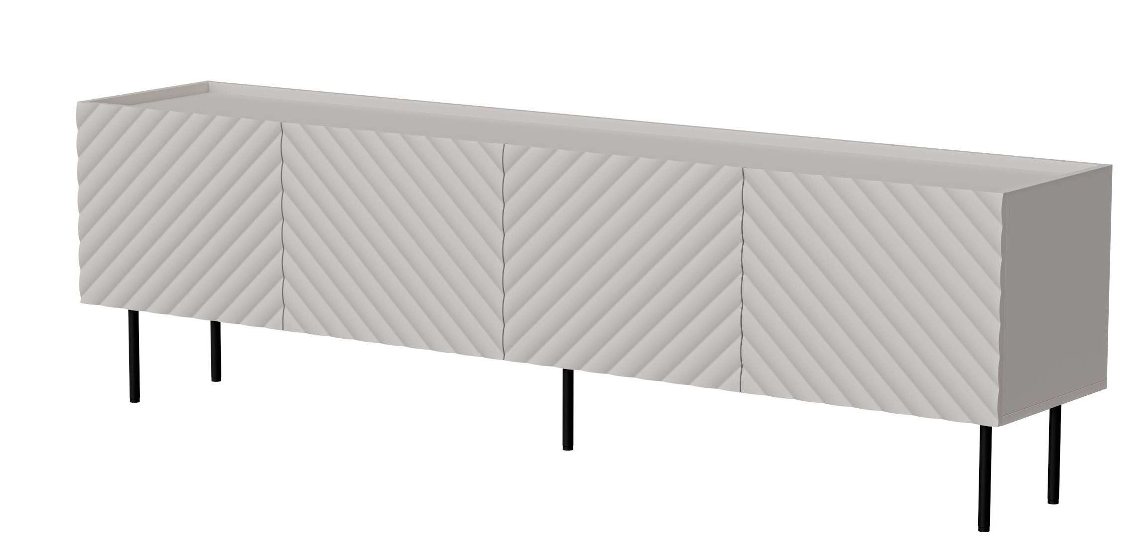 99rooms Lowboard Luzia (TV-Kommode, TV-Schrank), mit 4 grifflosen Türen, aus Holzwerkstoff, Metall Füße