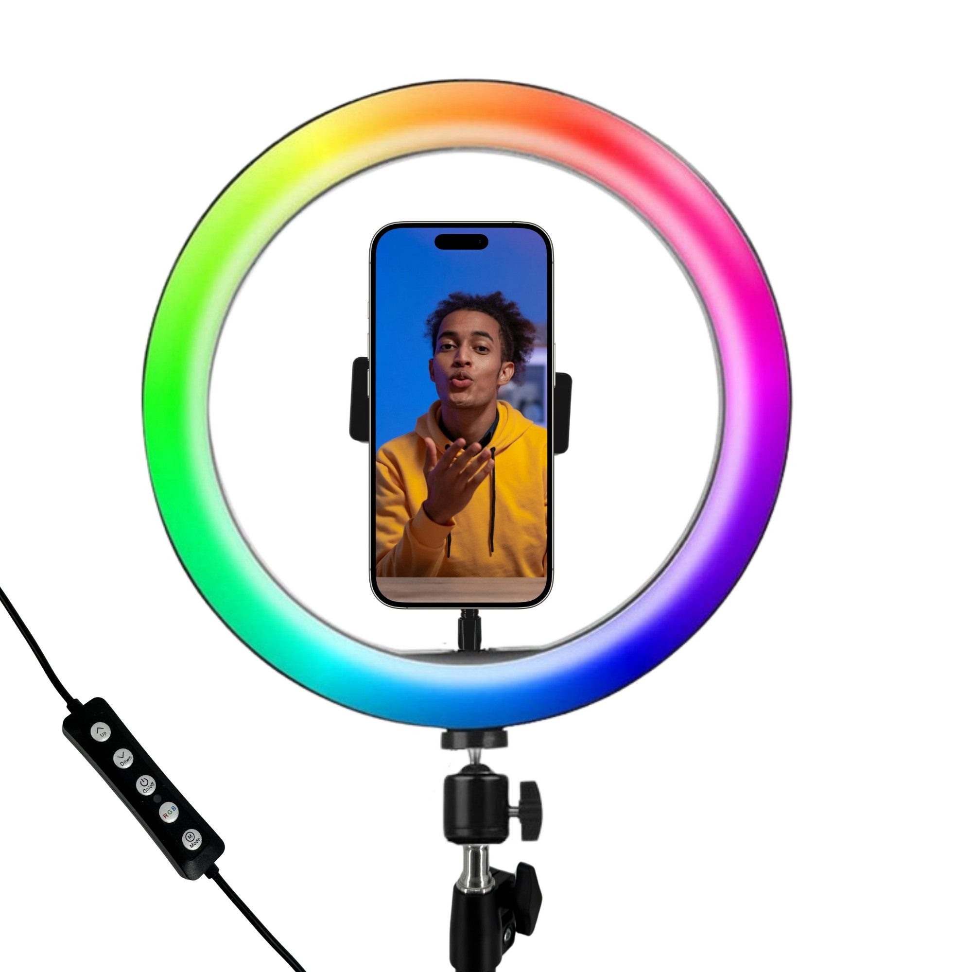 TronicXL Ringlicht LED RGB Ringlicht 10 Zoll ohne Stativ USB Foto Lampe Smartphone Licht, für Apple iPhone Handy Halterung Video Stream