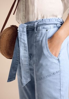 STREET ONE Loose-fit-Jeans mit Paperbag-Taille und Bindegürtel