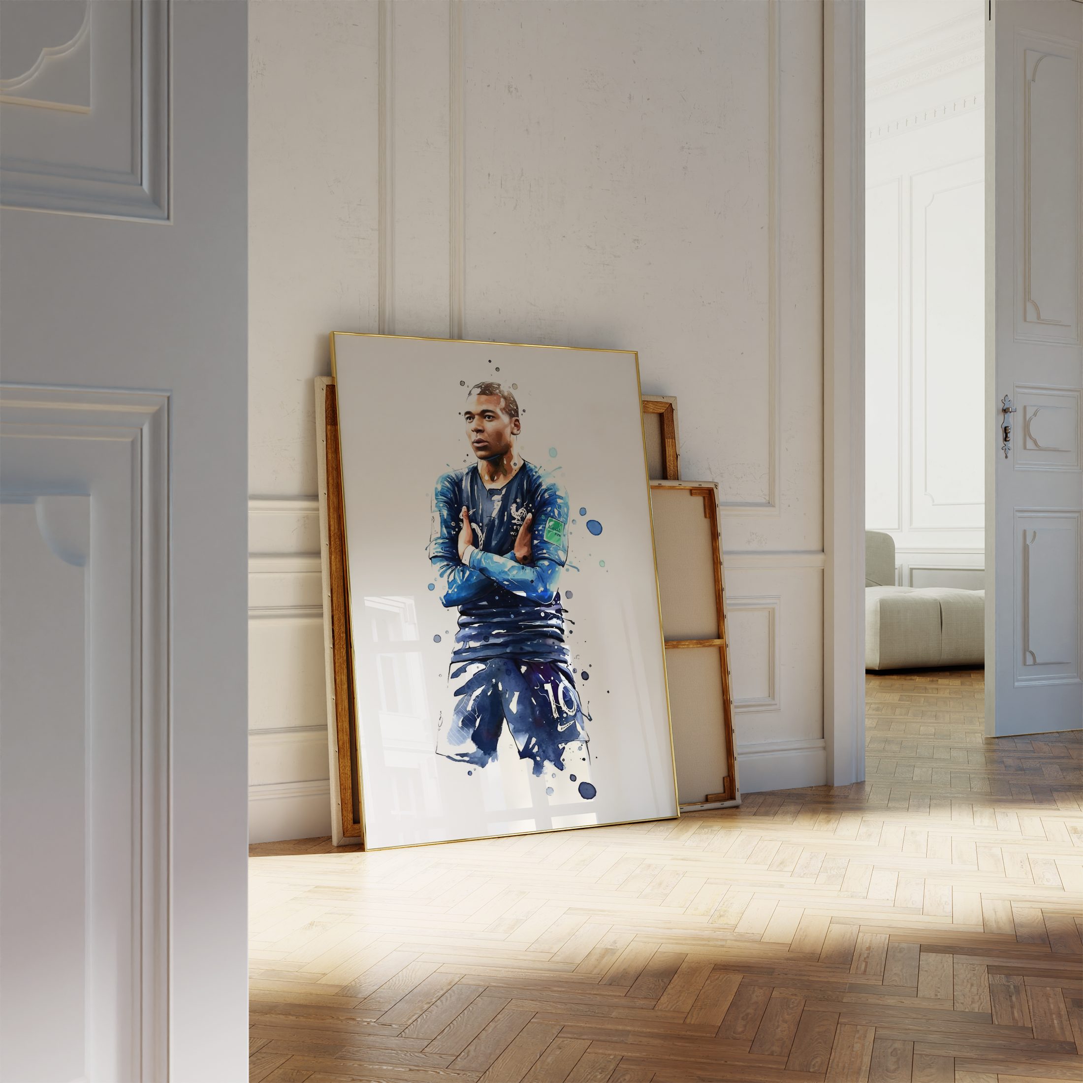 JUSTGOODMOOD Poster Premium ® Kylian Mbappe Fußball Poster· Wasserfarben · ohne Rahmen – Bild 5 von 5