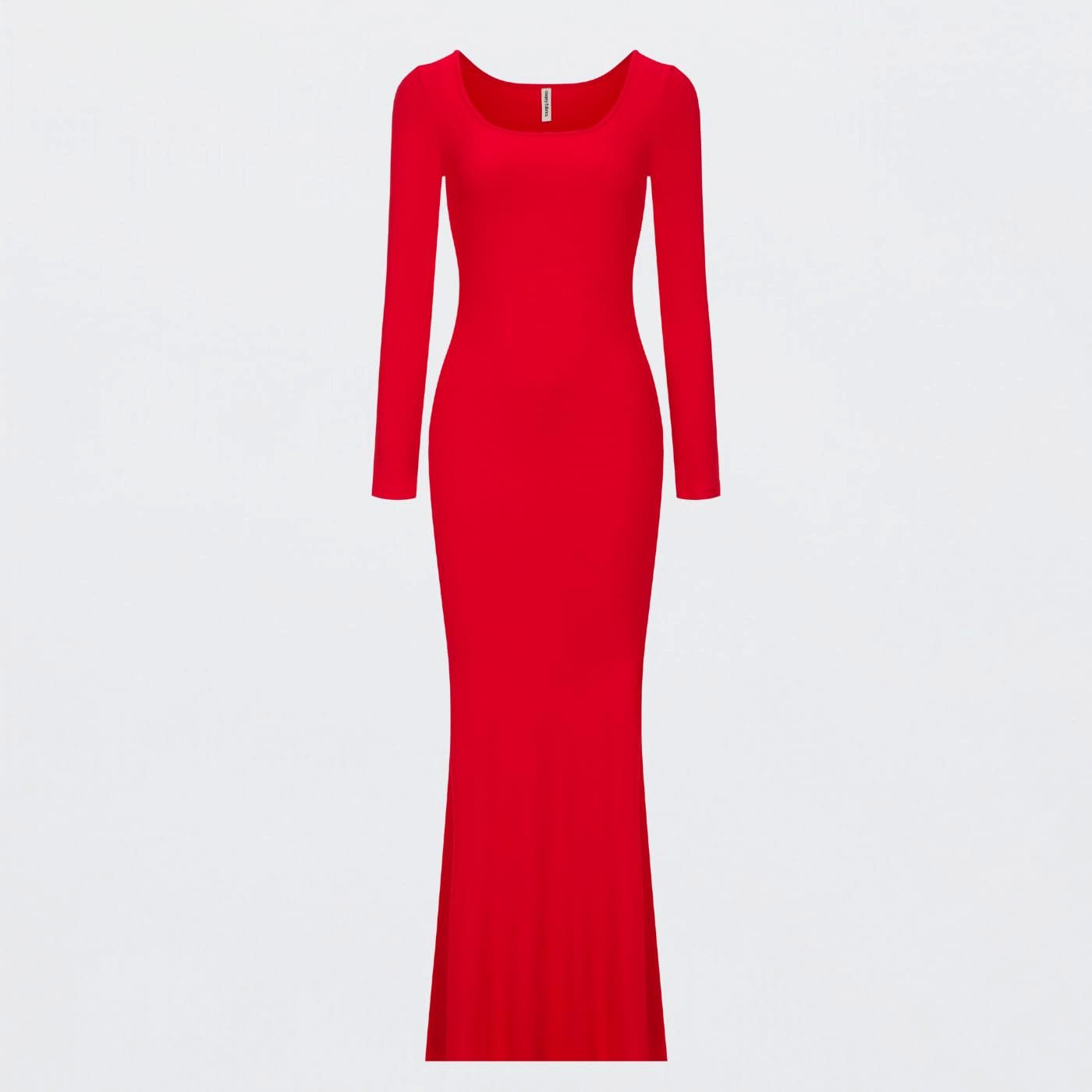 cfab by creamy fabrics Jerseykleid Ribbed Long Sleeve Maxikleid-Fire Red-L günstig online kaufen