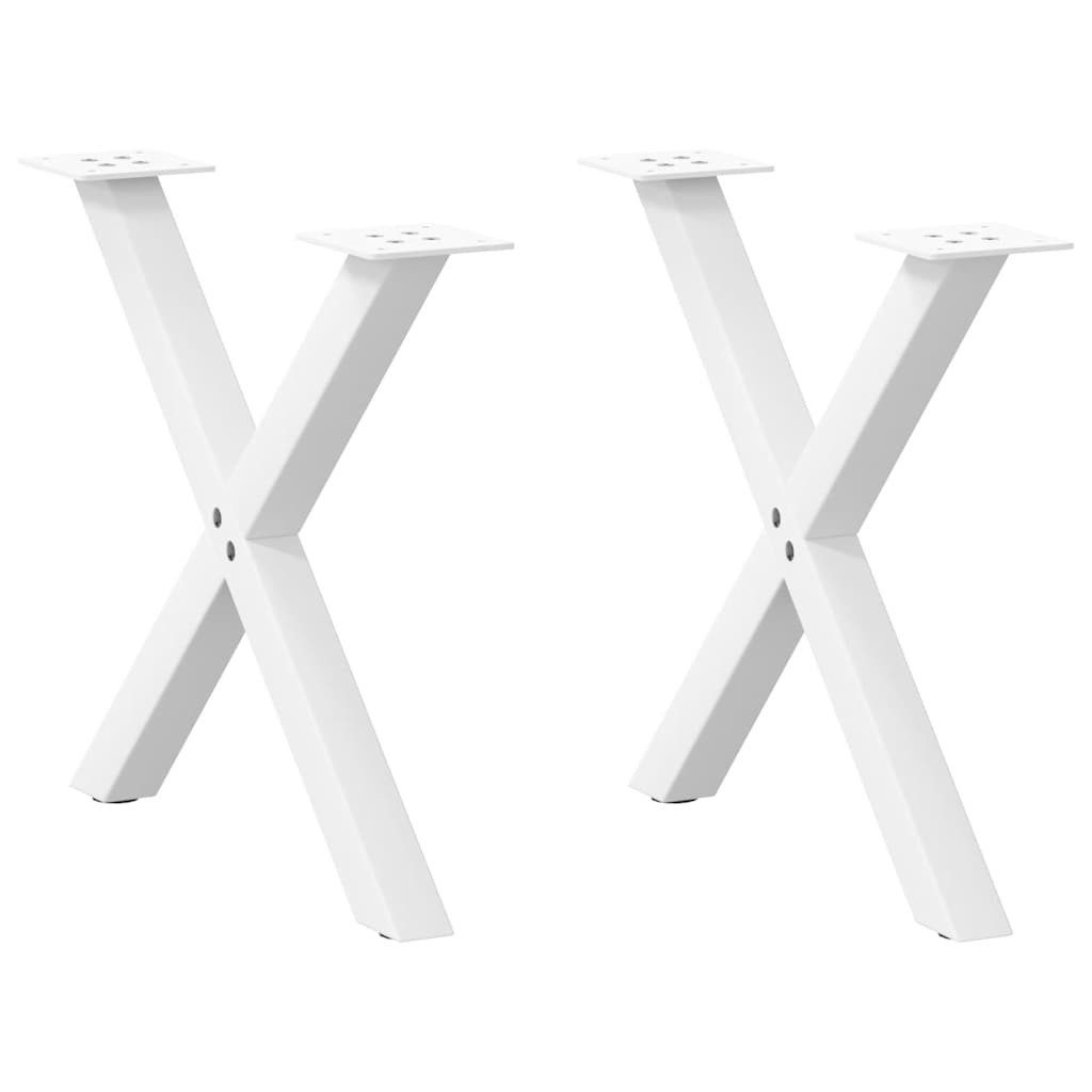 vidaXL Tischbein Couchtischbeine X-Form 2 Stk. Weiß 60x(42-43) cm Stahl