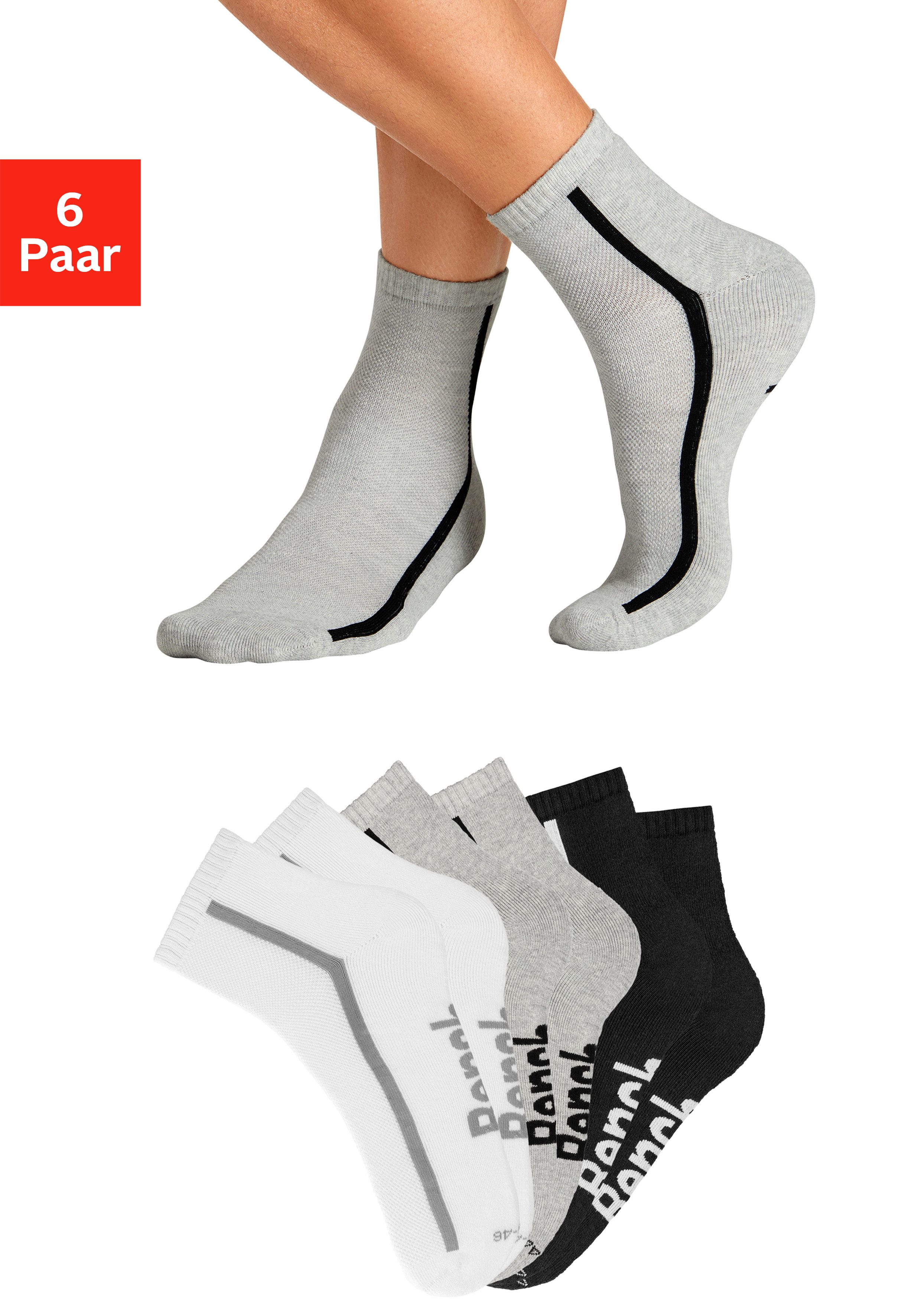 Bench. Tennissocken Sportsocken Herren Quartersocks atmungsaktiv (Packung, 6-Paar, Gr. 39-42 bis 47-48) dämpfend durch Hochfersen- Frottee