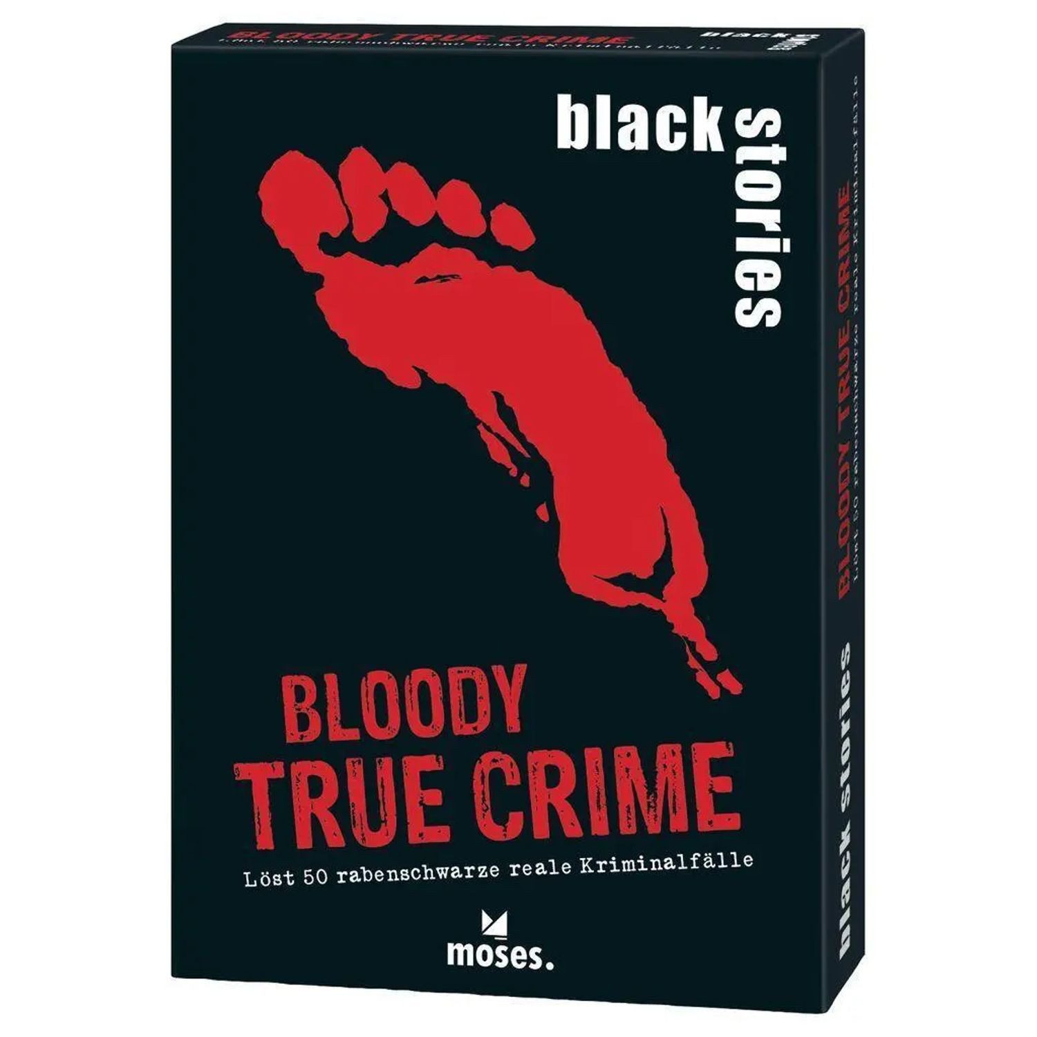 Moses. Verlag Spiel black stories Bloody True Crime
