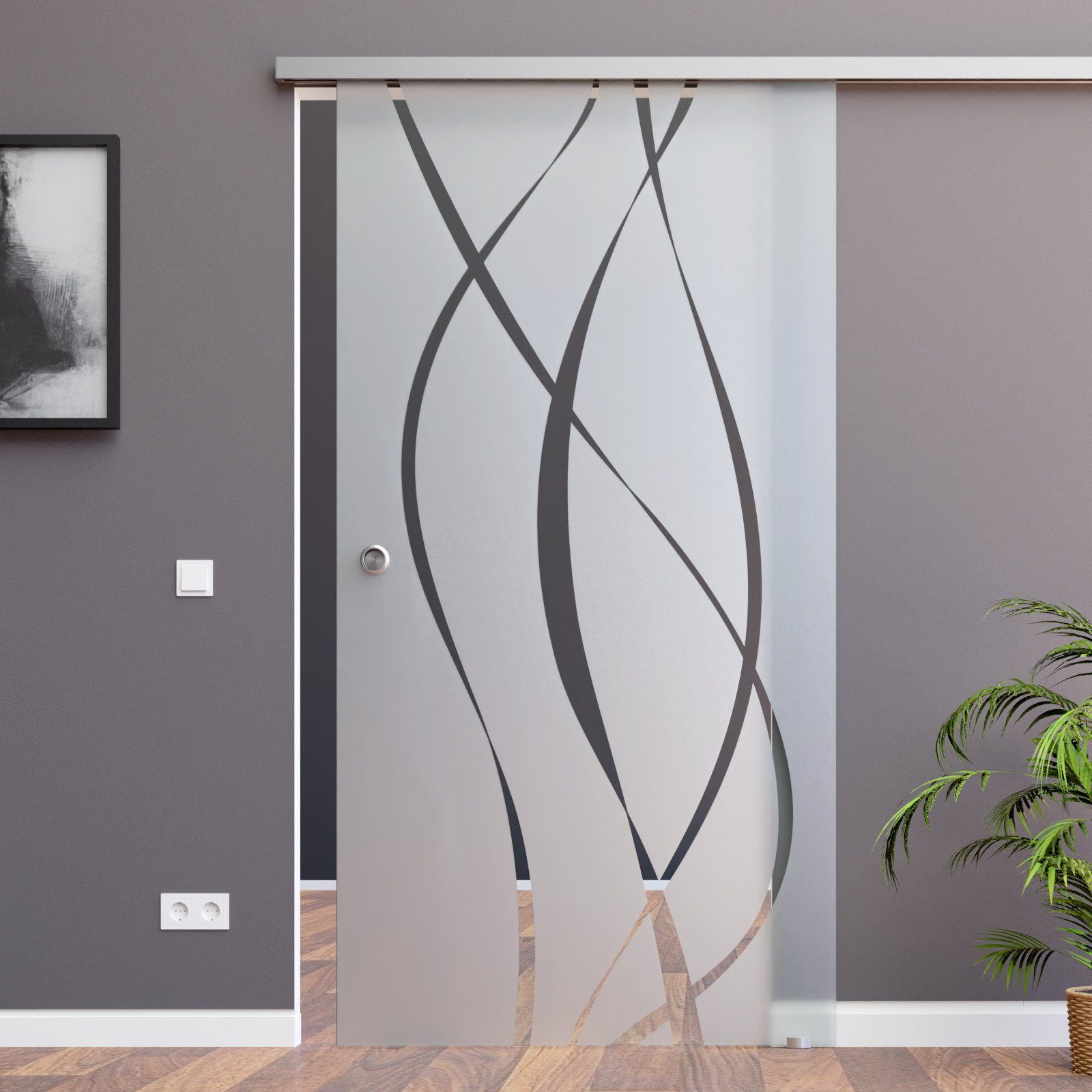 AMOD Glasschiebetür M6 (SlimLine, Komplett Set), mit Griffmuschel und SoftS günstig online kaufen