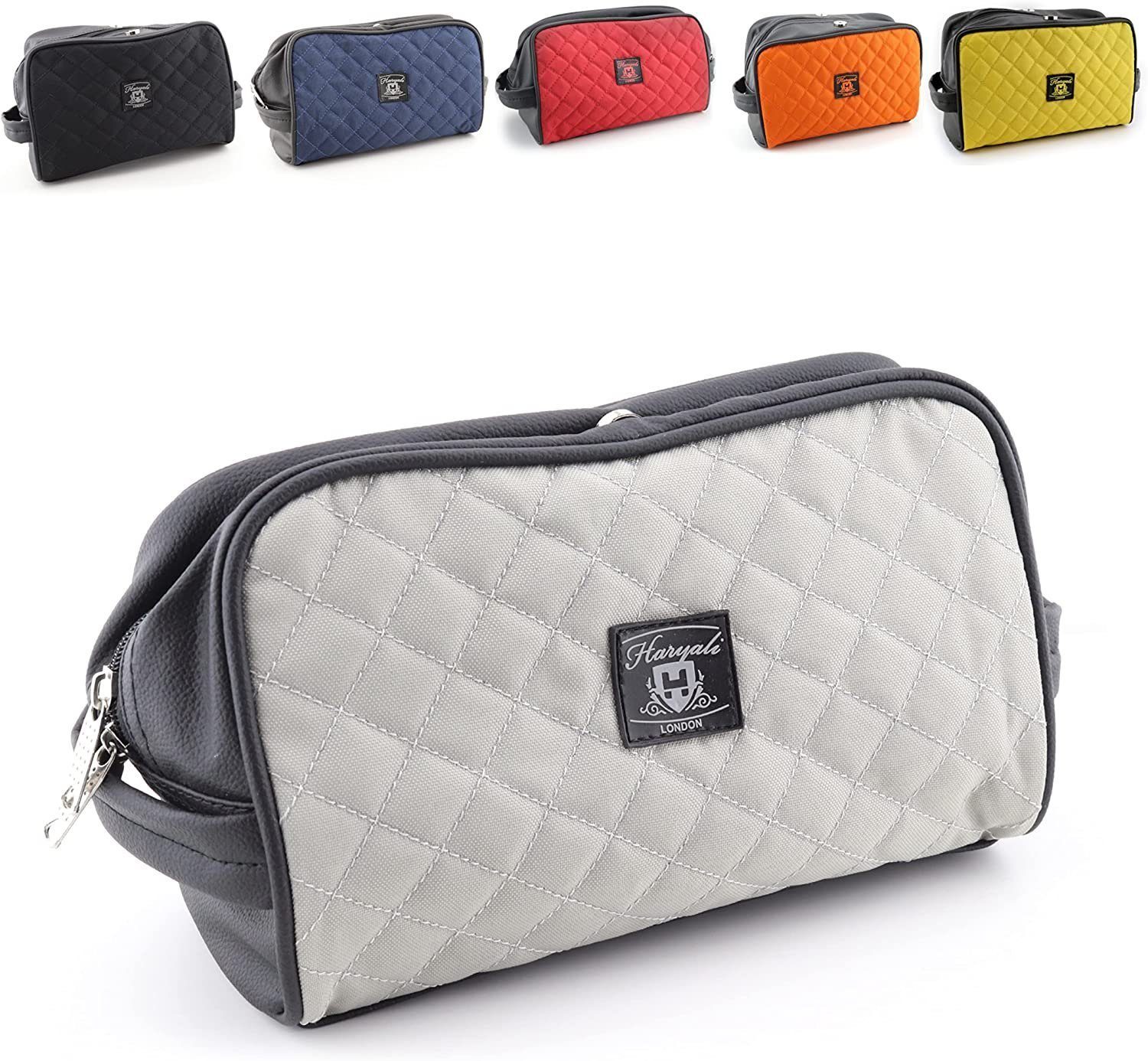 Haryali London Сумки для туалетных принадлежностей Reiseset Kosmetiktasche wasserabweisend Essential Bag für Unisex (1-tlg., Reißverschluss und Magnetverschluss), Aus Rindsleder und Canvas für einen edlen Look