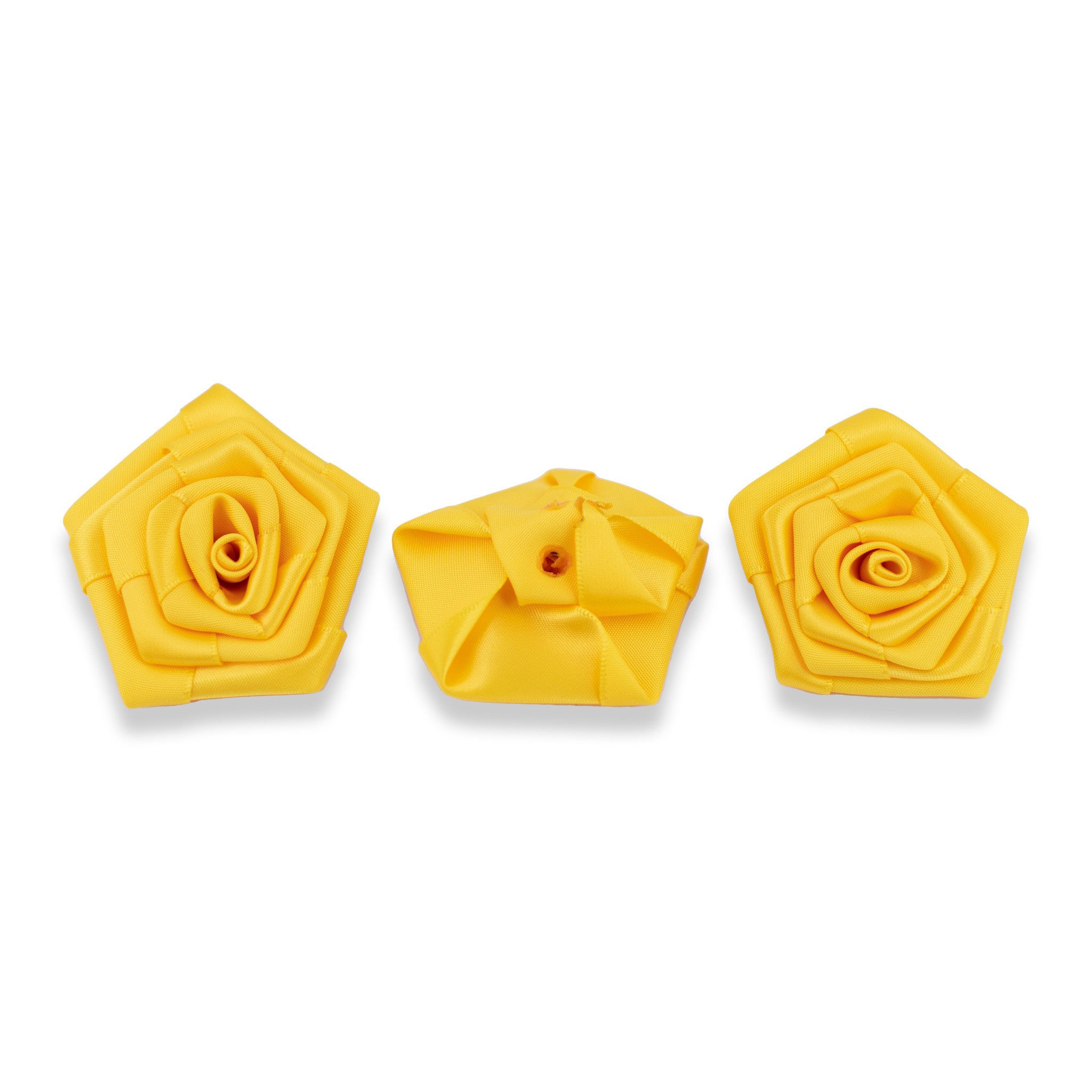 Creativery Streudeko, Satinrosen 6cm zum Basteln & Aufnähen 3 Stück Gelb