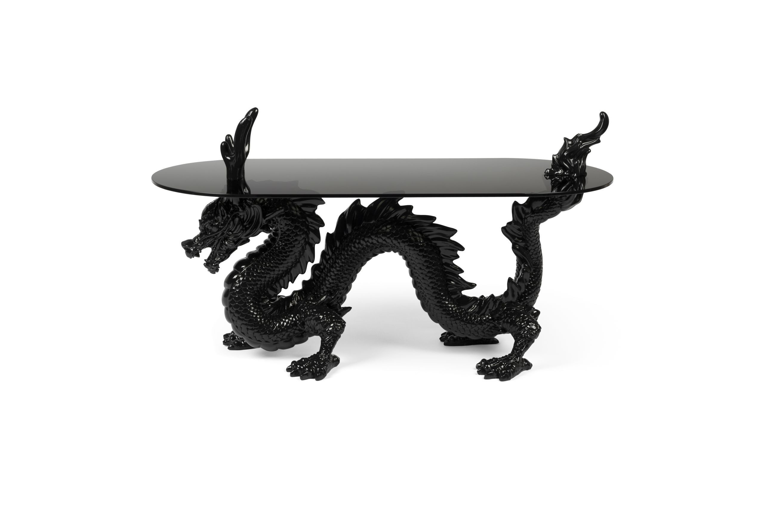 Bold Monkey Beistelltisch Retro Beistelltisch Couchtisch Dragonized Rauchglasplatte