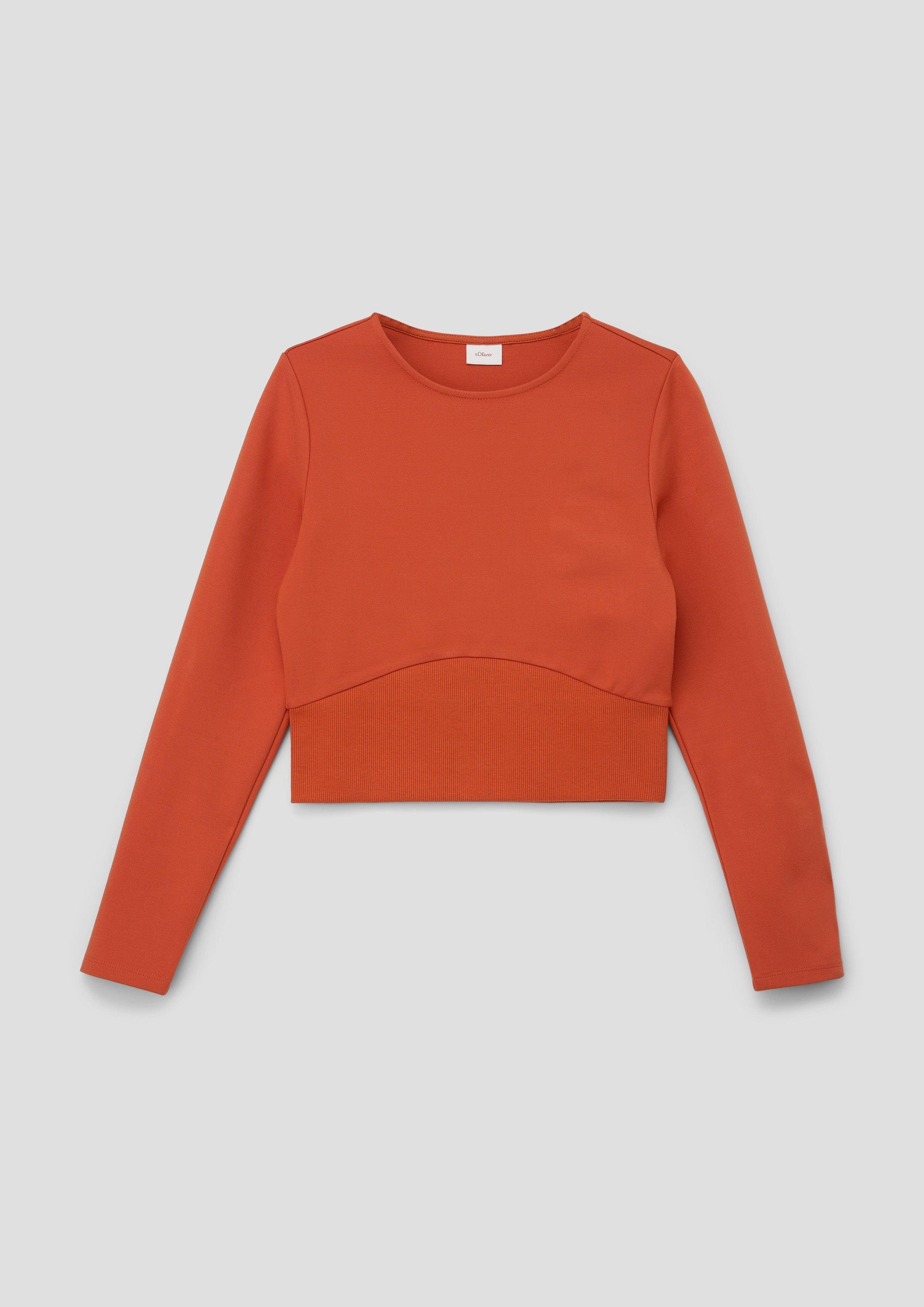 Langarmshirt Verkürztes Longsleeve mit Rippeinsatz
