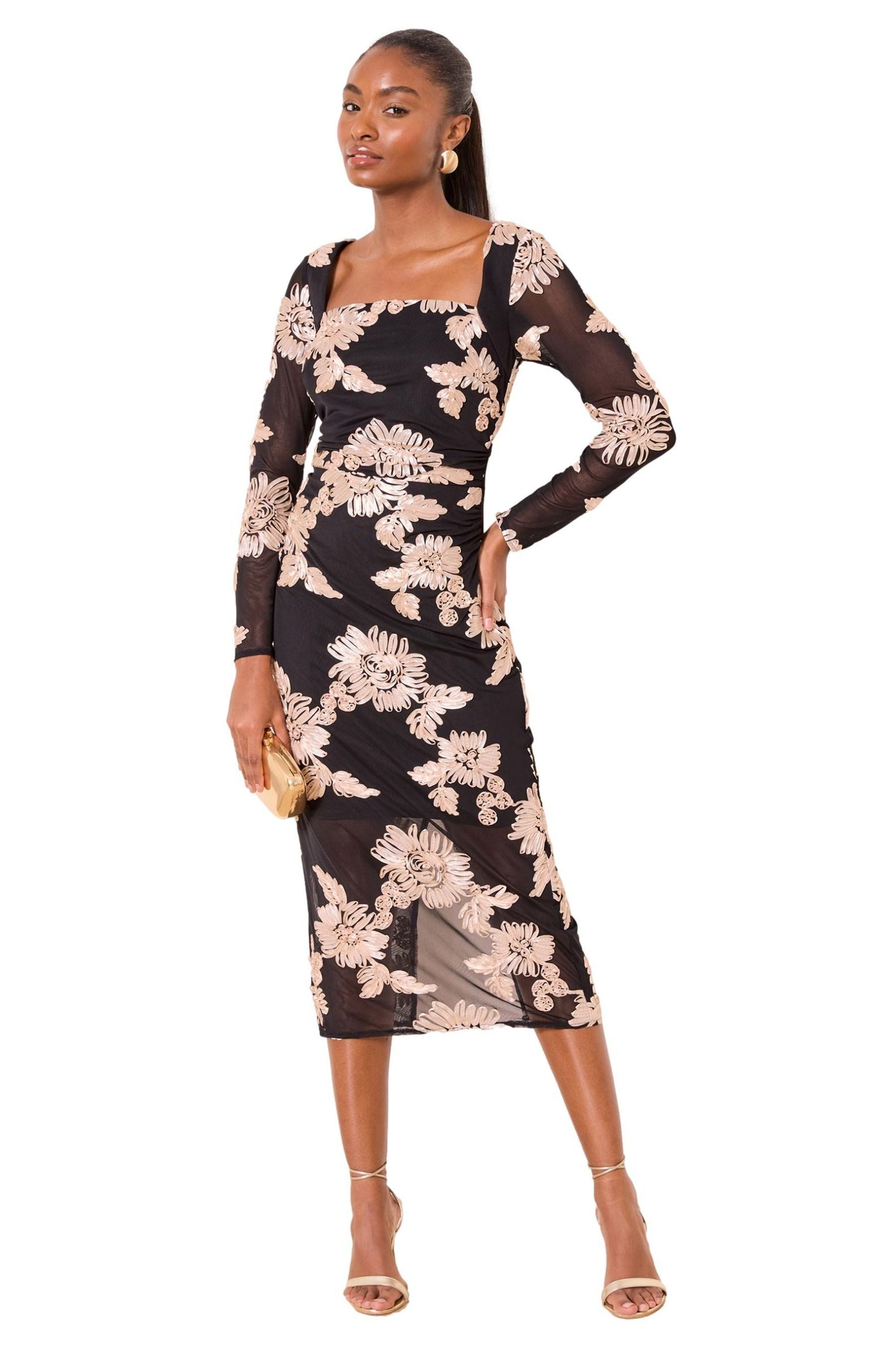 Midikleid Lipsy Langärmliges Boycon-Midikleid, Rose