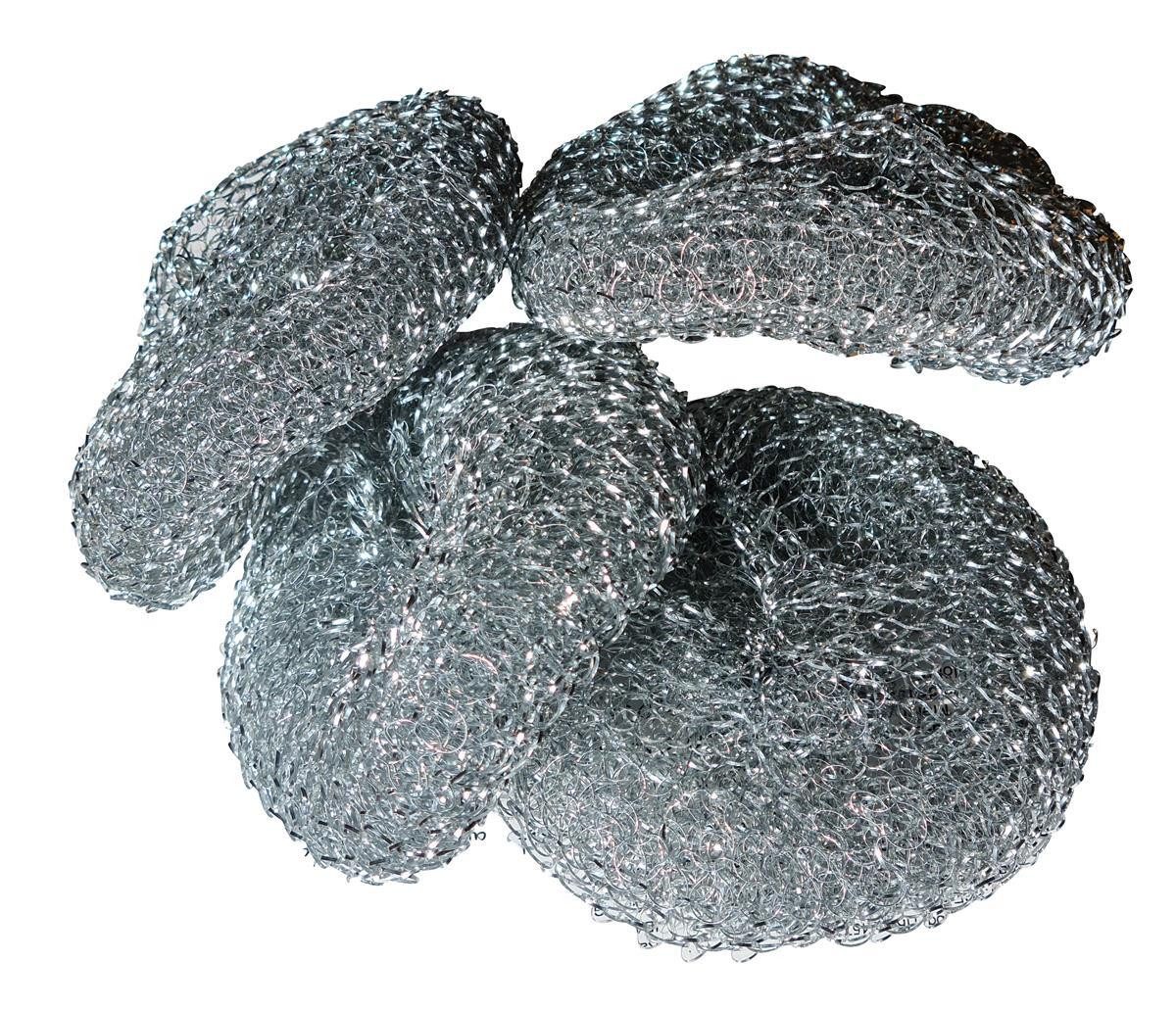 Best Choice Reinigungsschwamm Metall Topfreiniger 4er Set Ø 100mm Silber, Topfreiniger Metallschwamm Topfkratzer Scheuerreiniger Schwamm Reinigu