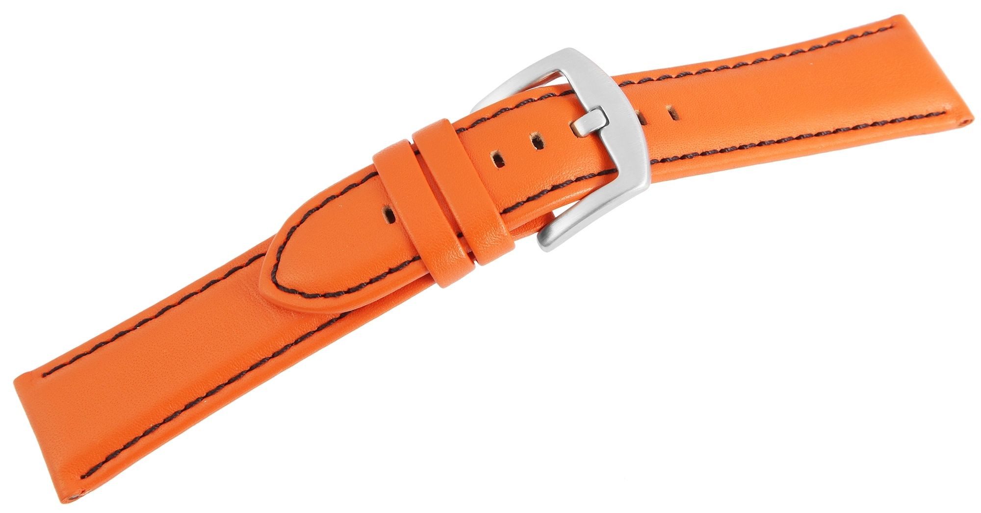 STEINMEISTER Uhrenarmband 8000110 Echtleder-Uhrenarmband, orange, schwarze Naht, 22 mm / 26