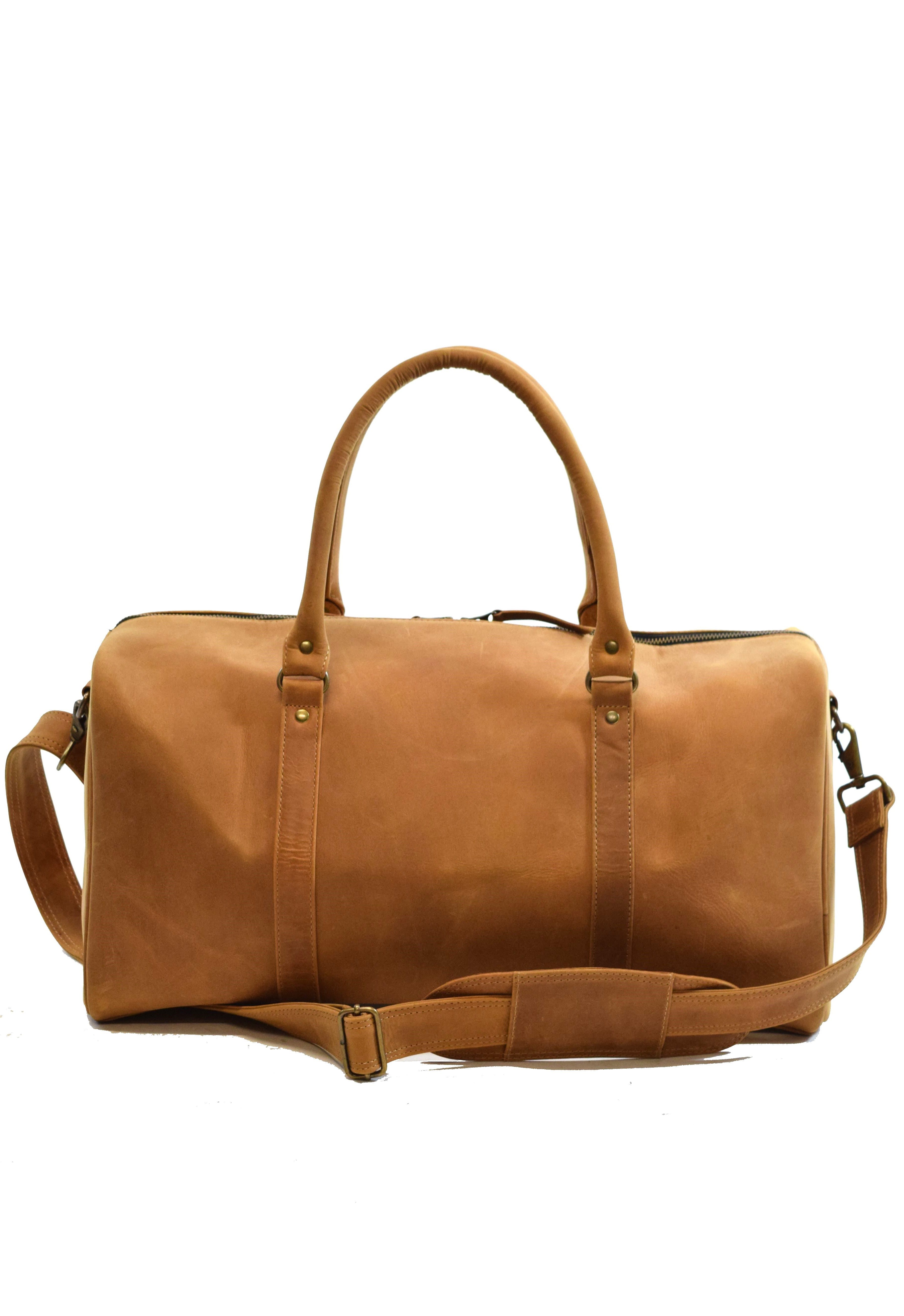 Zimmert Leather Weekender P-1011, Voll Rindleder, Reisetasche Leder, Naturbraun Cognac Braun