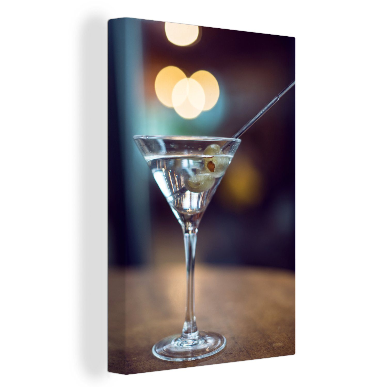 fertig bespannt OneMillionCanvasses® Leinwandbild cm Cocktail auf inkl. Pub, im 20x30 Zackenaufhänger, (1 Bar Gemälde, Martini Leinwandbild einer St),