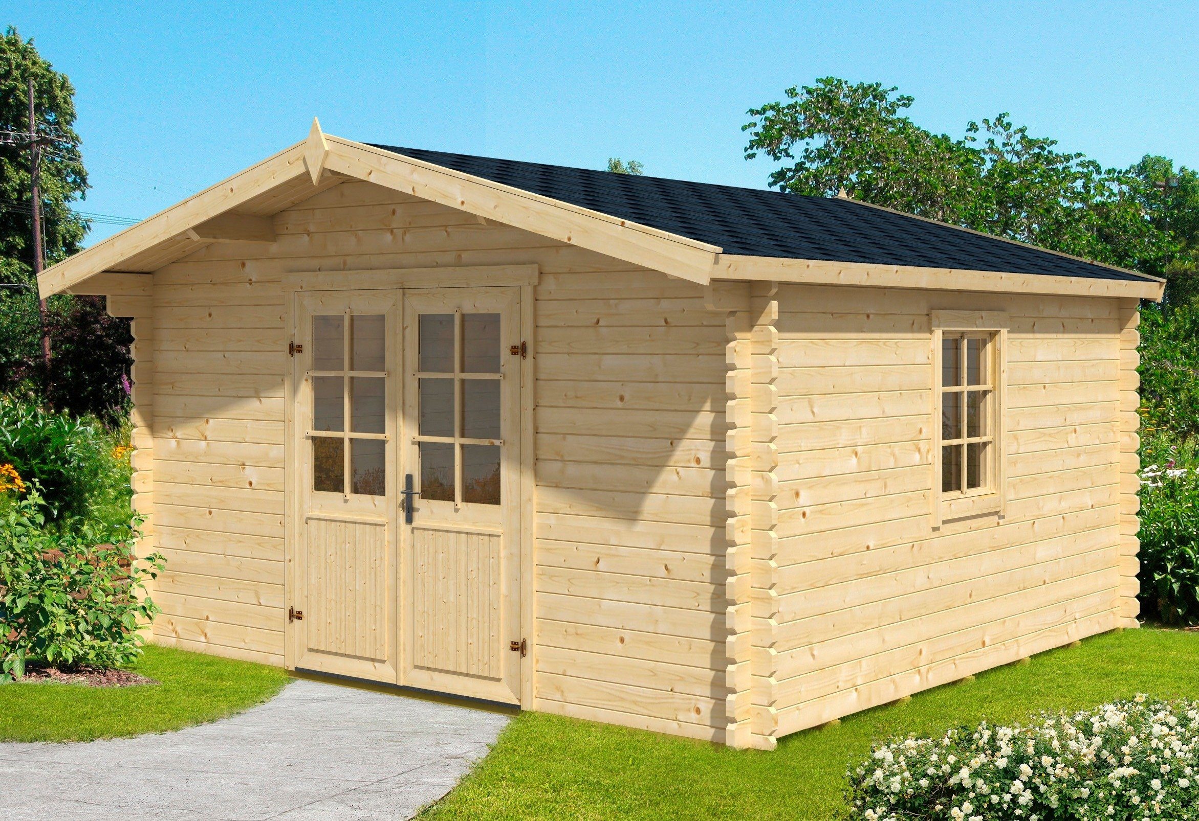 NORDIC HOLZ Gartenhaus »Nienstedten 2«, BxT 405x438 cm, inkl. Fußboden