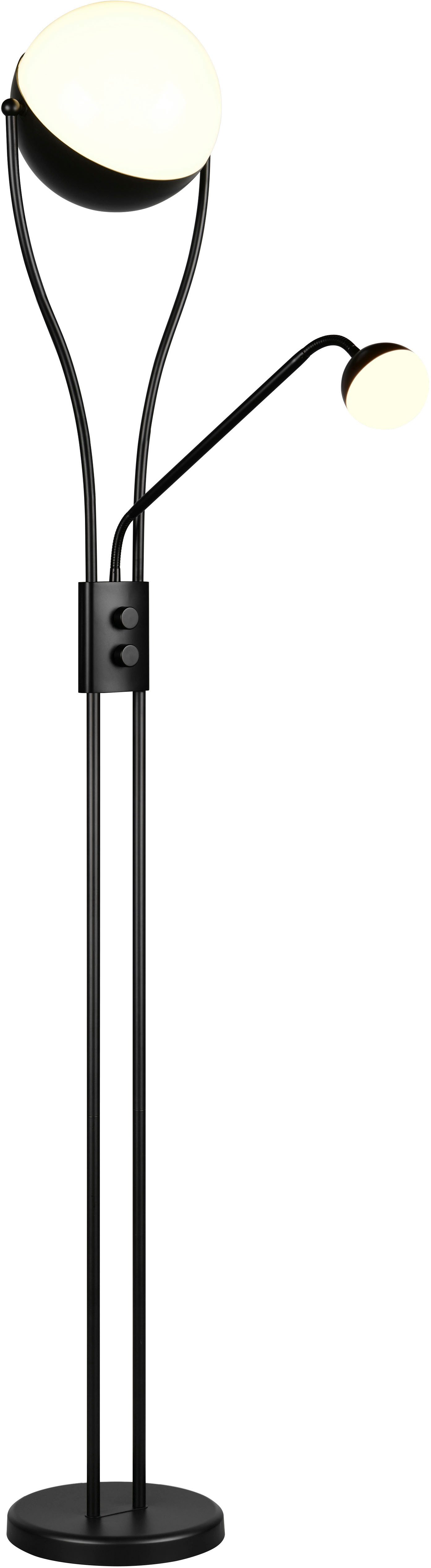 TRIO Leuchten LED Stehlampe CHRIS, LED Stehleuchte Höhe 180cm, mit Lesearm, Drehdimmer, Dimmfunktion, Lesearm, getrennt schaltbar, LED fest integriert, Warmweiß, flexibles Leselicht getrennt schalten + dimmen, warmweißes Licht 3000K