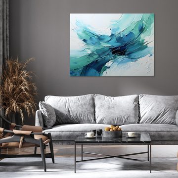 Wallarena Leinwandbild Abstrakt Gemalt Kunst Art Wohnzimmer Schlafzimmer Wandbild Modern, Blau Abstraktion (Einteilig, 1 St), Wandbilder Leinwandbilder Leinwand Bilder Bild Groß Aufhängefertig