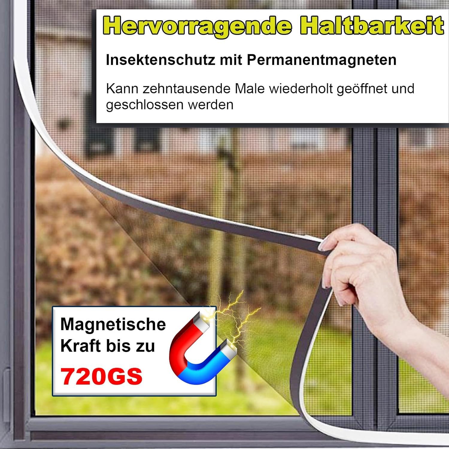 FELIXLEO Fliegengitter-Gewebe Fliegengitter Fenster Magnet 150x130cm Zuschneidbar Ohne Bohren, (1-St)