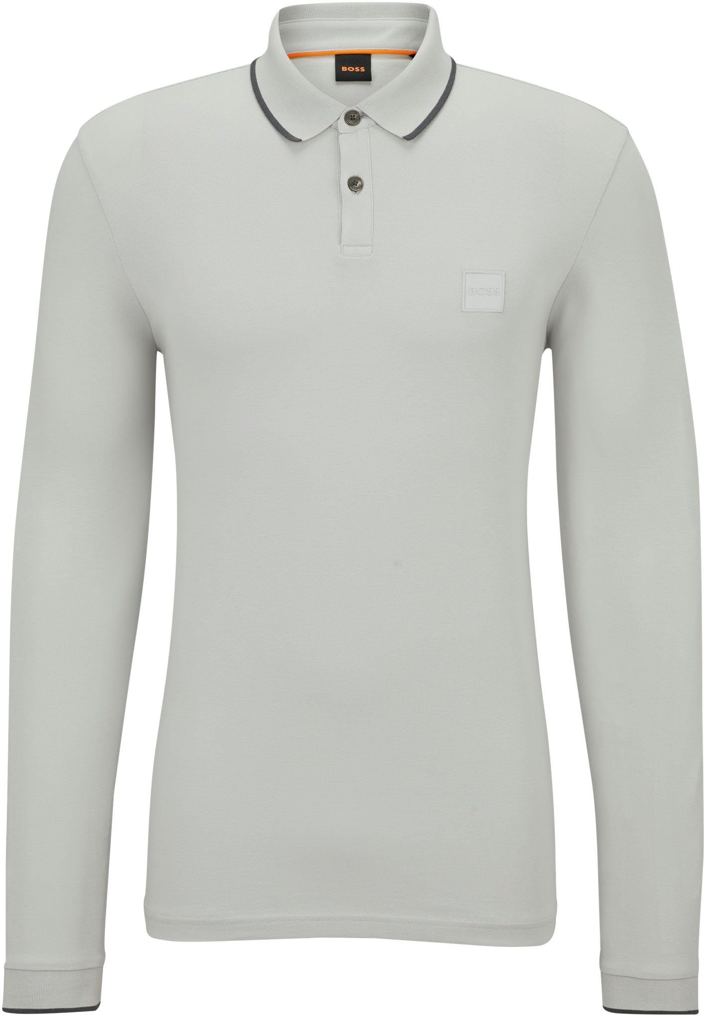 BOSS ORANGE Poloshirt Passertiplong in pastel grey Baumwollqualität feiner